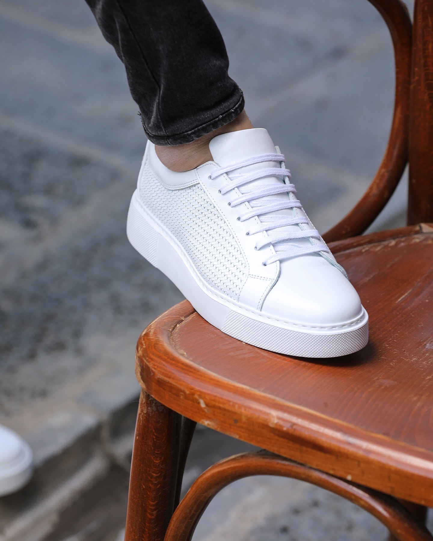 NEZAK HAKİKİ DERİ EVA TABAN ERKEK SNEAKER AYAKKABI - Beyaz