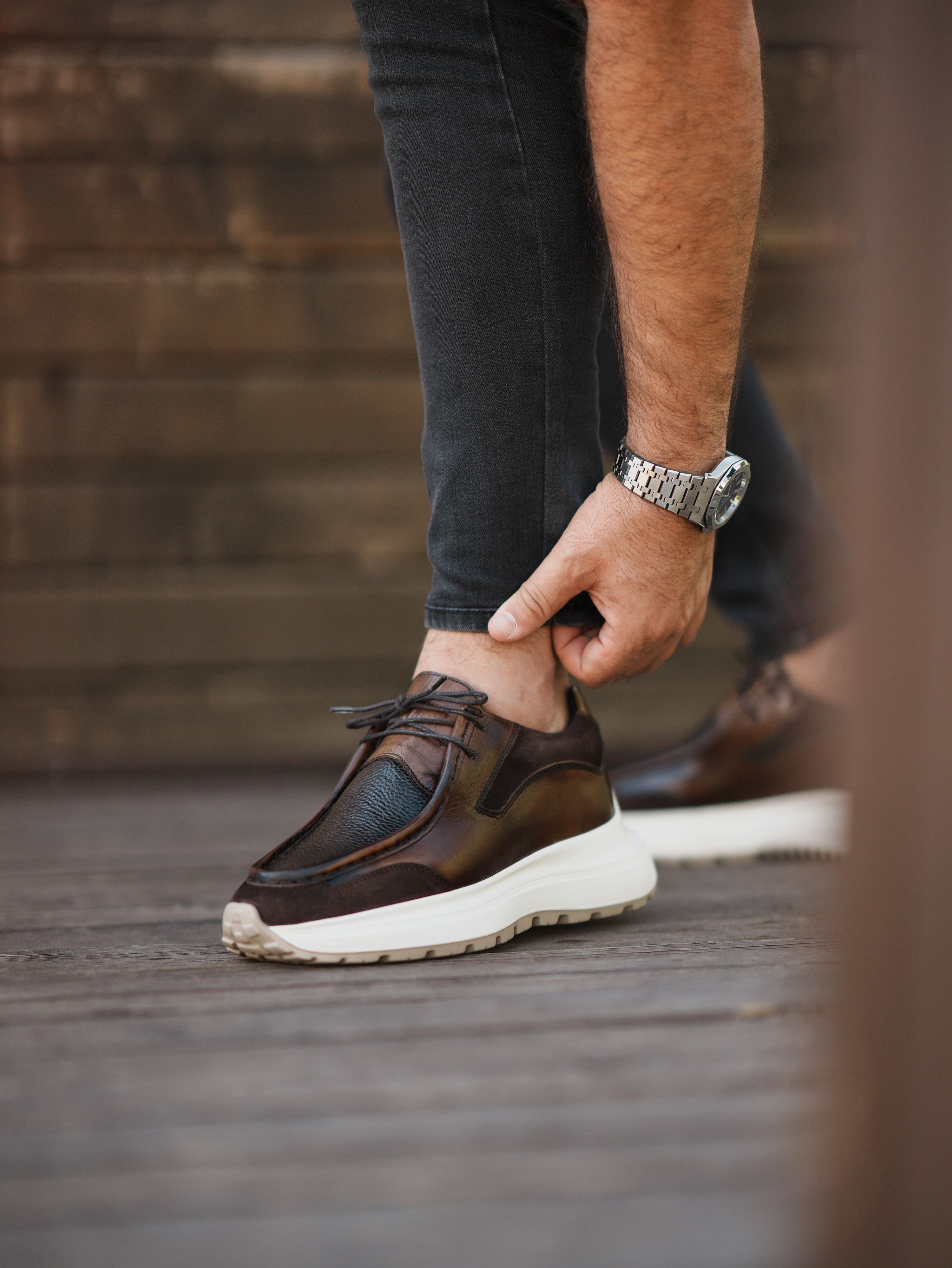 DUBLİN HAKİKİ DERİ EVA TABAN GÜNLÜK ERKEK SNEAKER AYAKKABI - Kahverengi