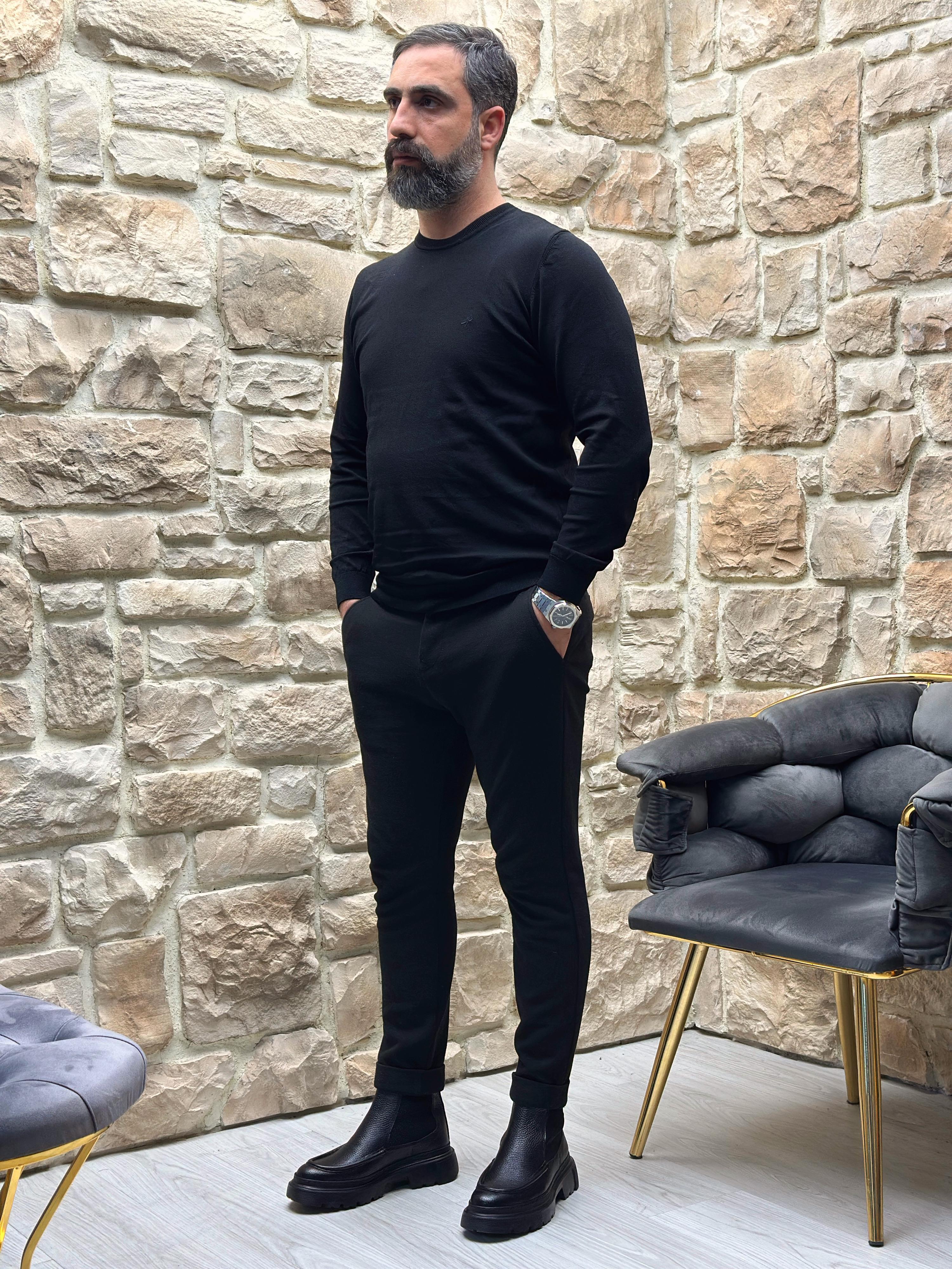 NAYRO HAKİKİ DERİ EVA TABAN GÜNLÜK ERKEK BOT - Siyah