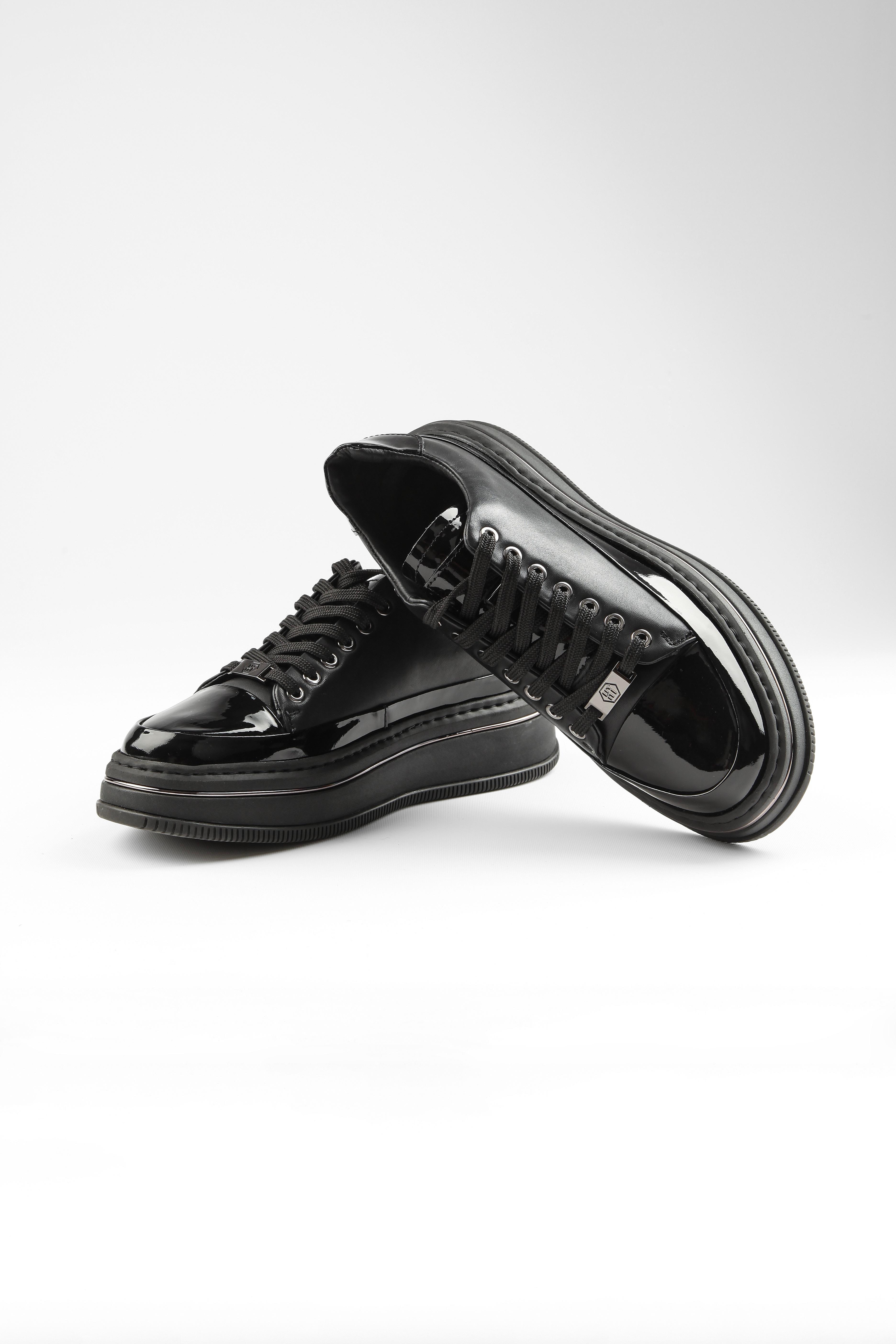 ROGLAN HAKİKİ DERİ EVA TABAN GÜNLÜK ERKEK SNEAKER AYAKKABI - Siyah Rugan