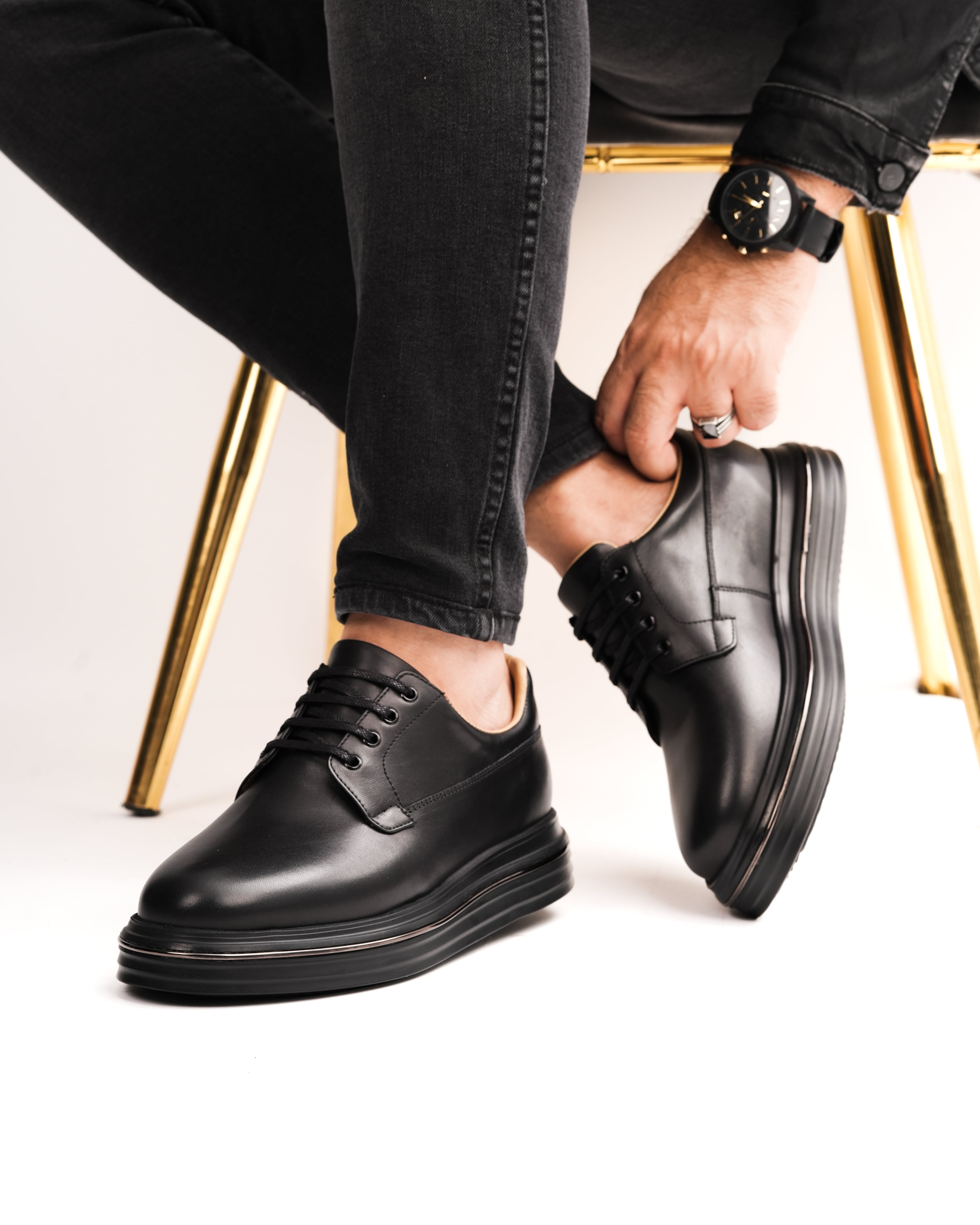 LUPA HAKİKİ DERİ EVA TABAN GÜNLÜK ERKEK SNEAKER AYAKKABI - Siyah tabanı siyah