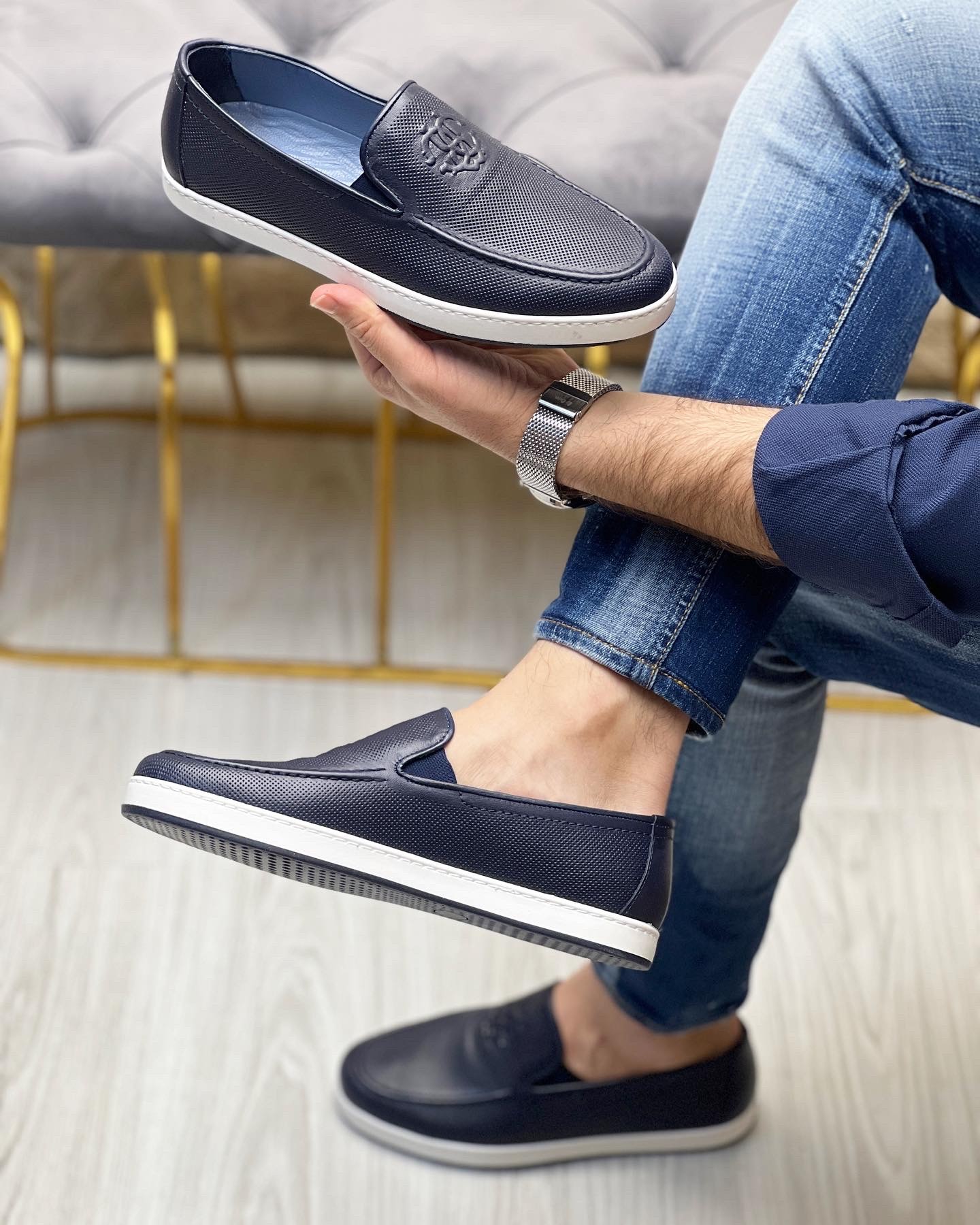 SOFT HAKİKİ DERİ EVA TABAN GÜNLÜK ERKEK CASUAL AYAKKABI - Lacivert