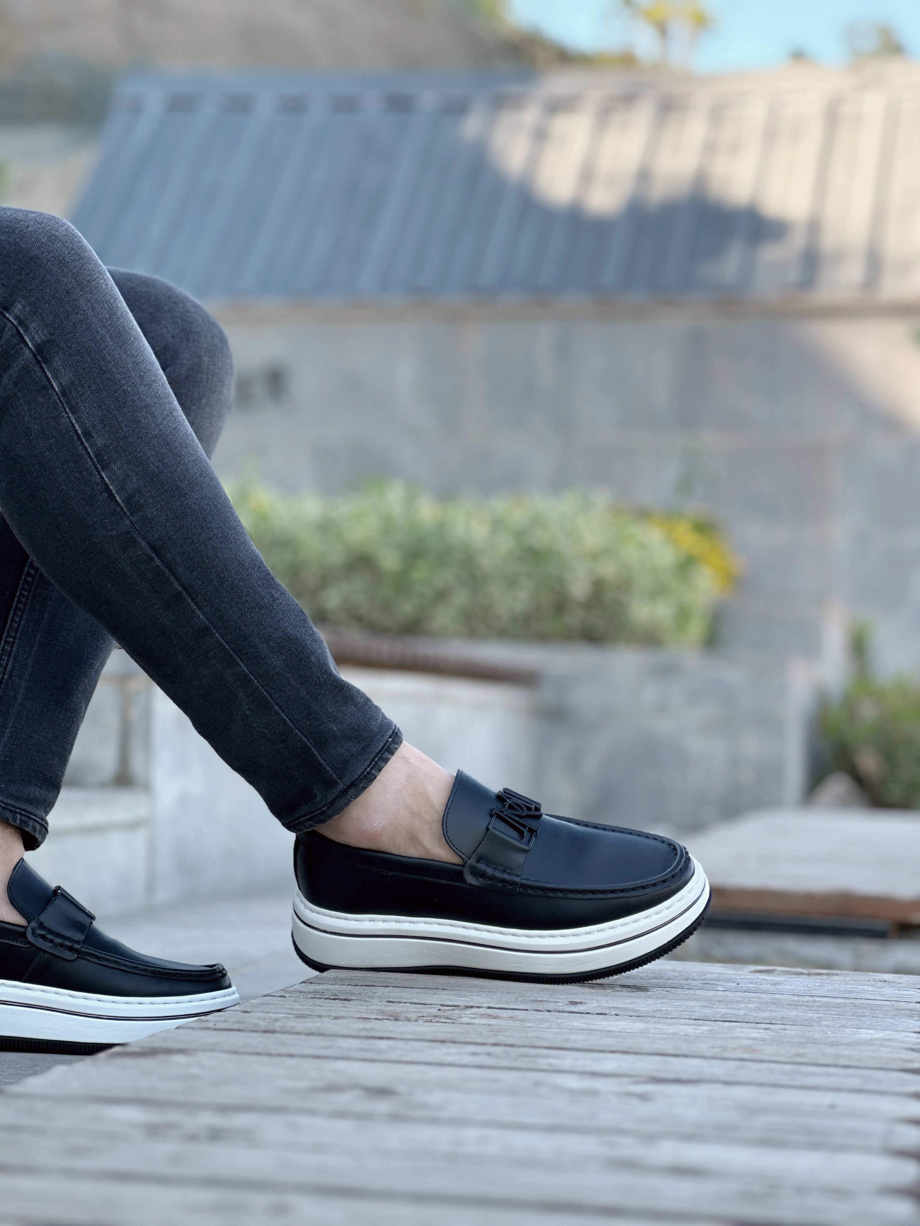 DELİVA HAKİKİ DERİ EVA TABAN GÜNLÜK ERKEK SNEAKER AYAKKABI - Siyah