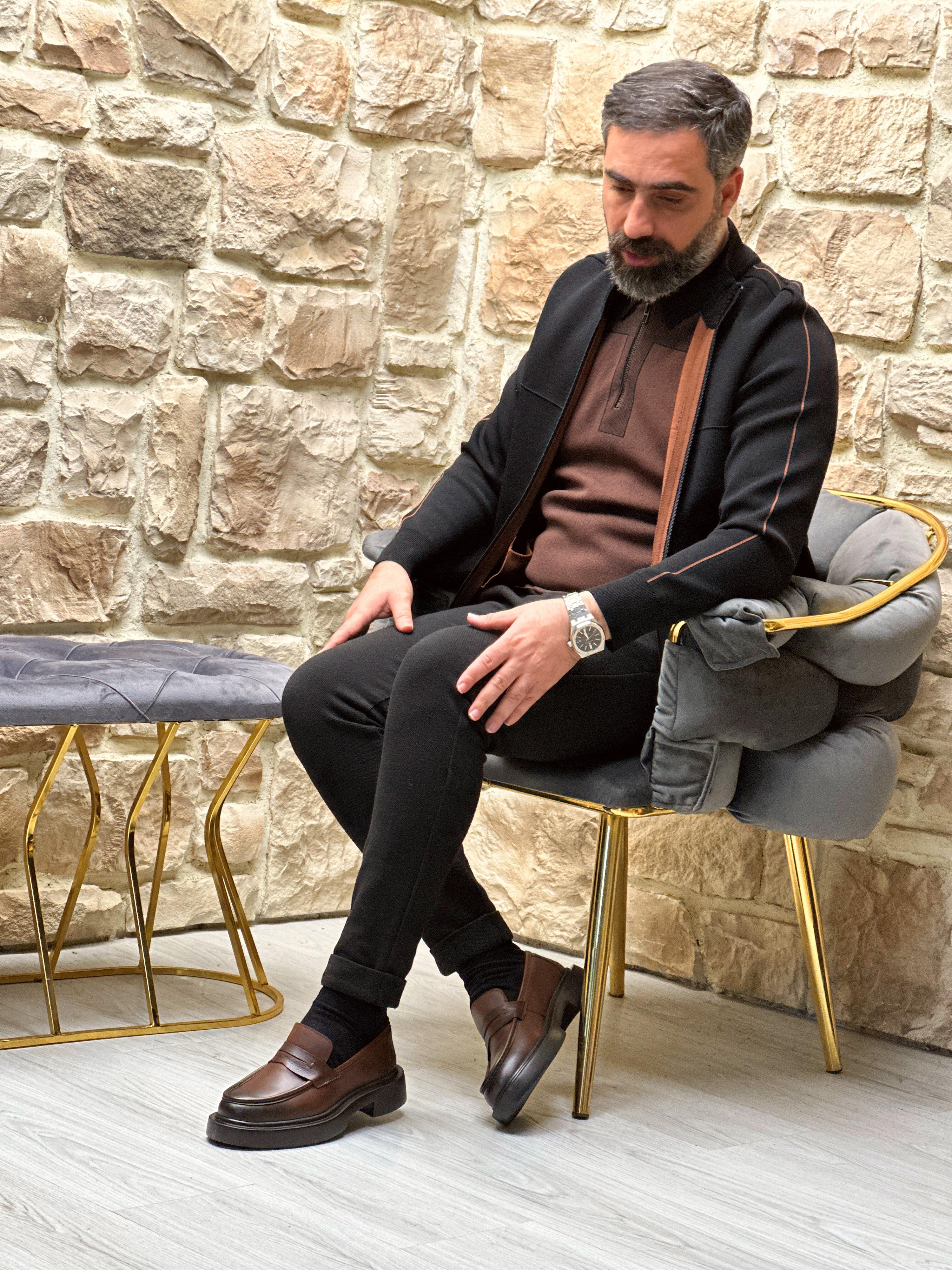 MOSTAD HAKİKİ DERİ EVA TABAN GÜNLÜK ERKEK KLASİK AYAKKABI - Kahverengi
