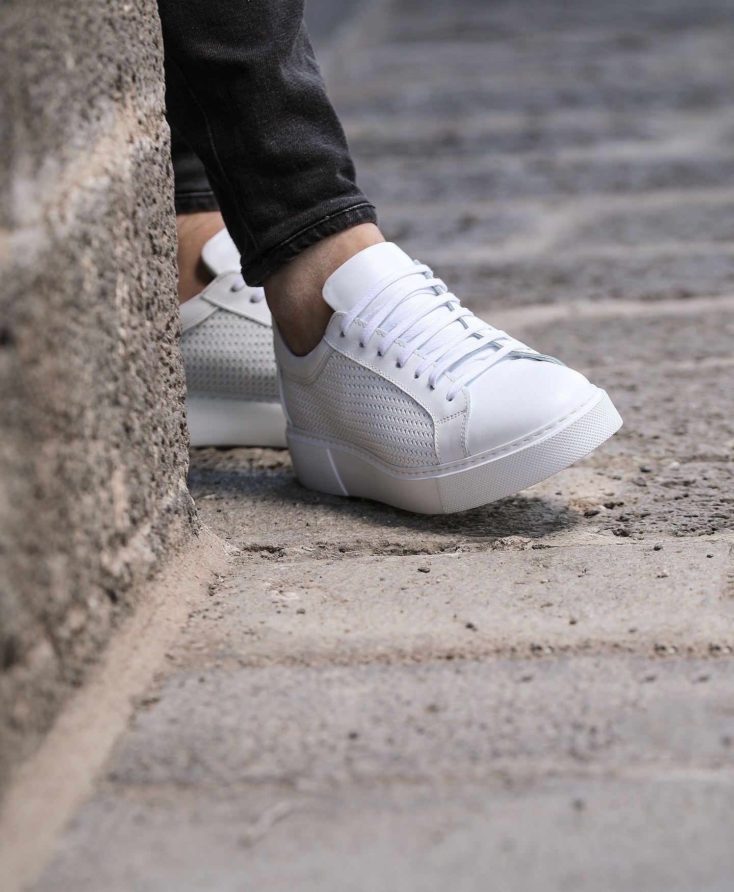 NEZAK HAKİKİ DERİ EVA TABAN ERKEK SNEAKER AYAKKABI - Beyaz
