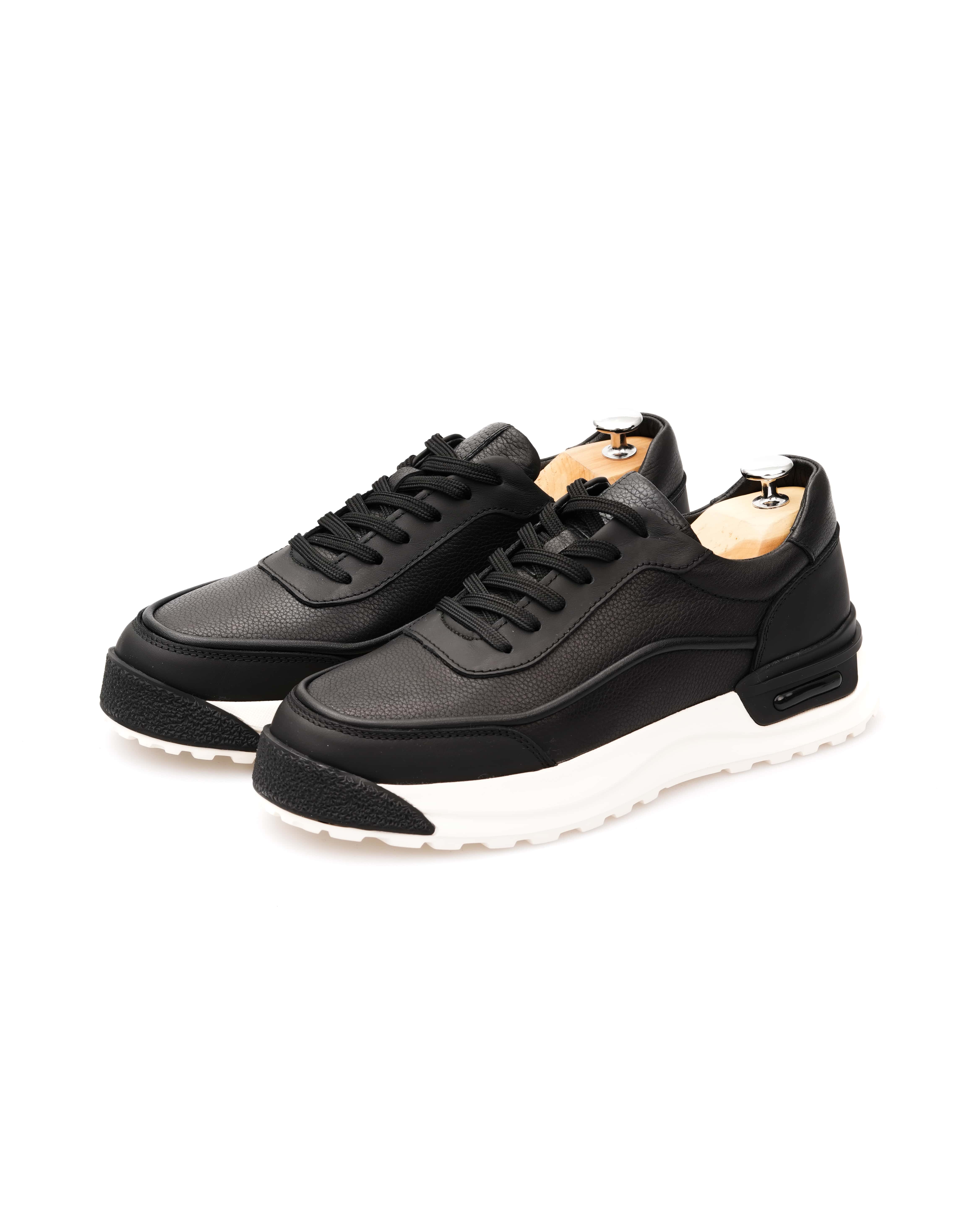 CHAR HAKİKİ DERİ GÜNLÜK ERKEK SNEAKER AYAKKABI - Siyah