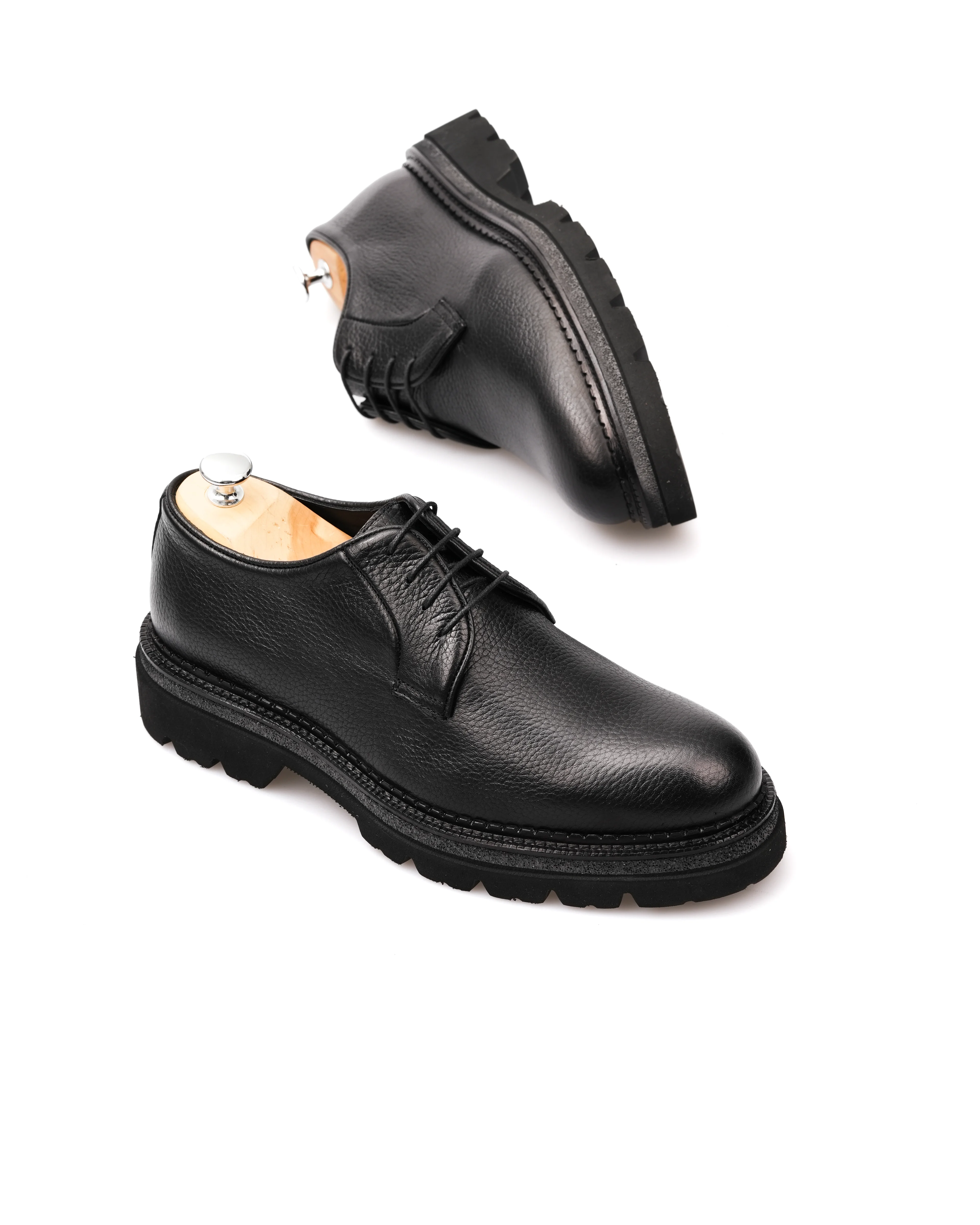 APEL HAKİKİ DERİ GÜNLÜK ERKEK KLASİK AYAKKABI - SİYAH FLOTUR