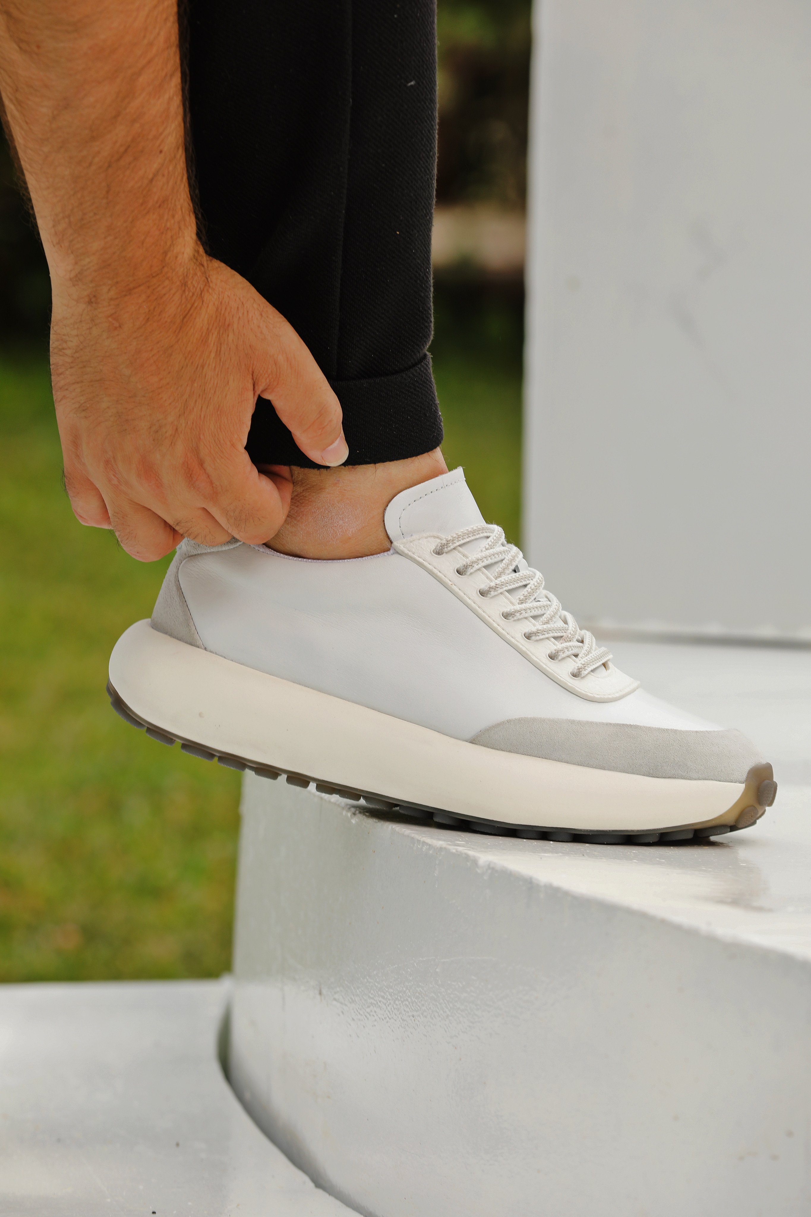 HAKİKİ DERİ AİR TABAN GÜNLÜK ERKEK SNEAKER AYAKKABI - Beyaz