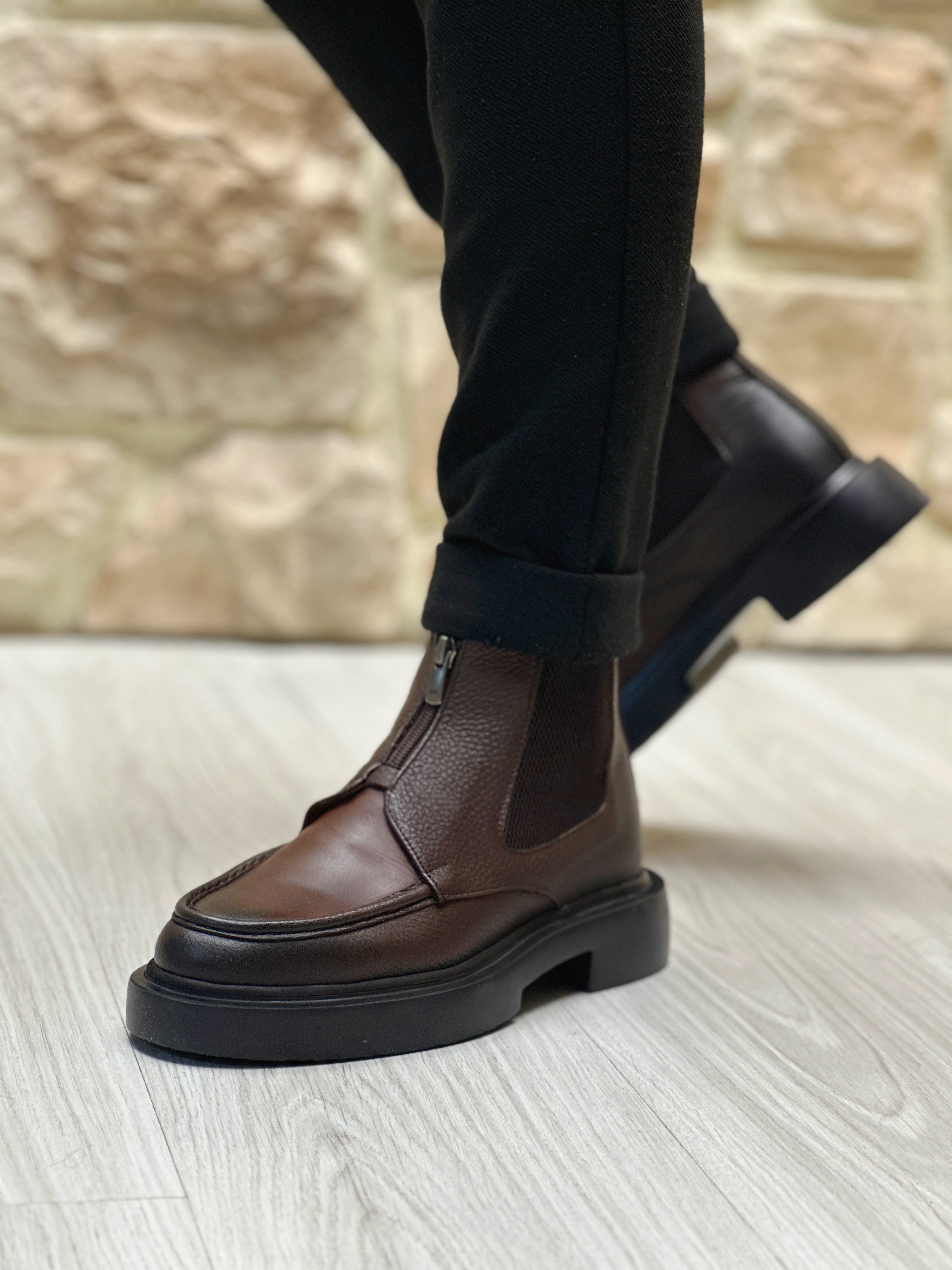 OBER HAKİKİ DERİ EVA TABAN GÜNLÜK ERKEK BOT - Kahverengi