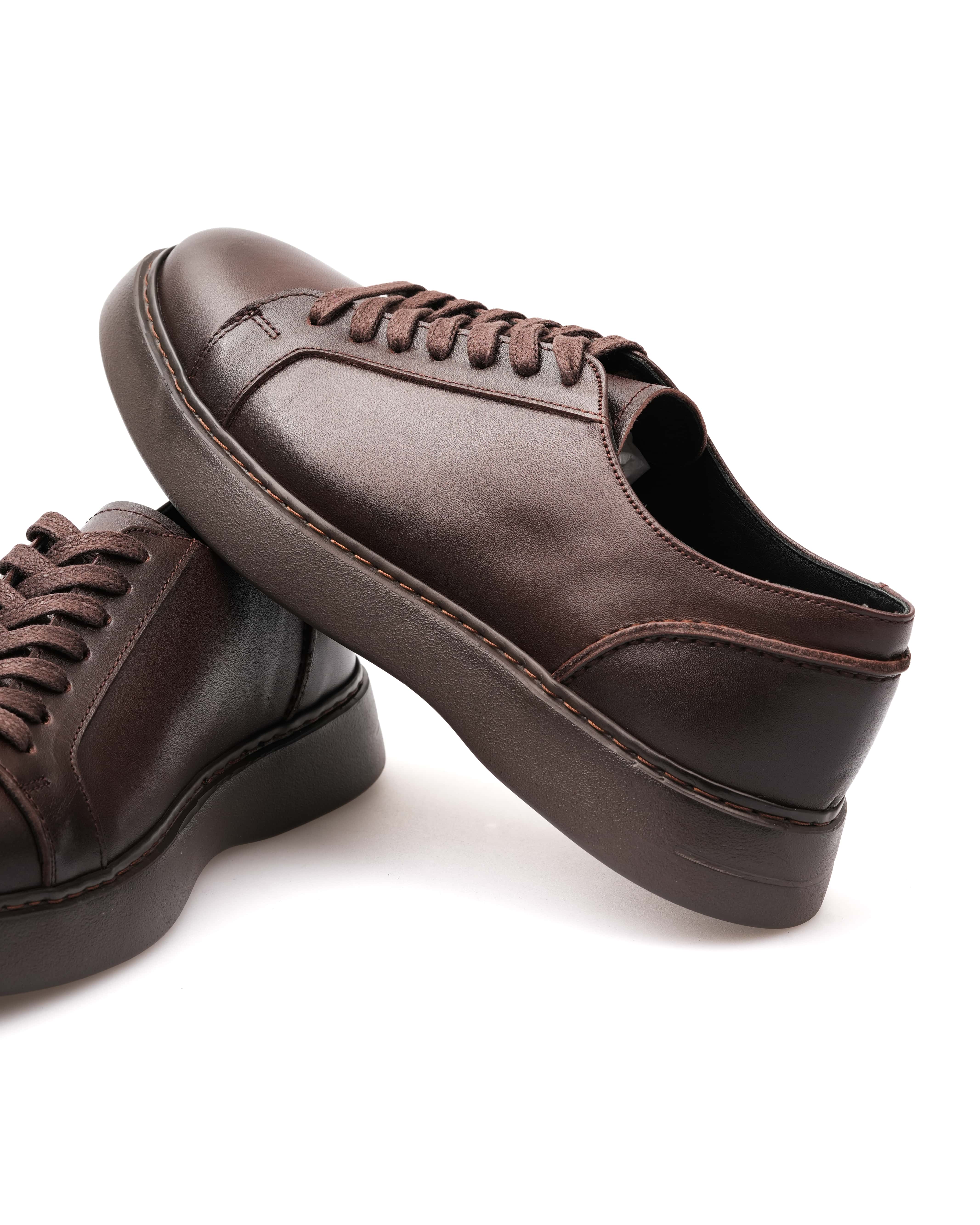 SAMON HAKİKİ DERİ GÜNLÜK ERKEK SNEAKER AYAKKABI - Kahverengi
