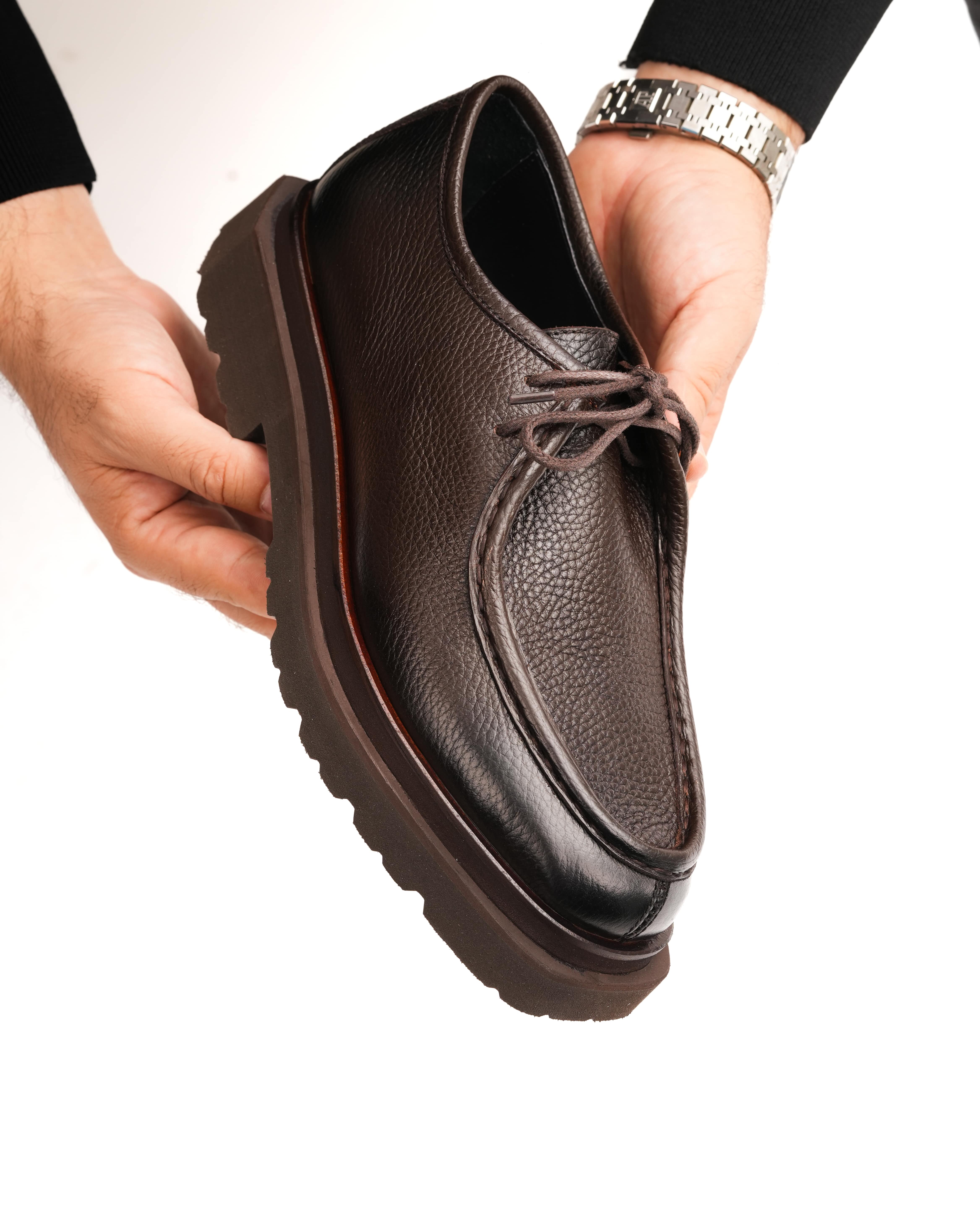 MENSİS HAKİKİ DERİ GÜNLÜK ERKEK KLASİK AYAKKABI - Kahverengi