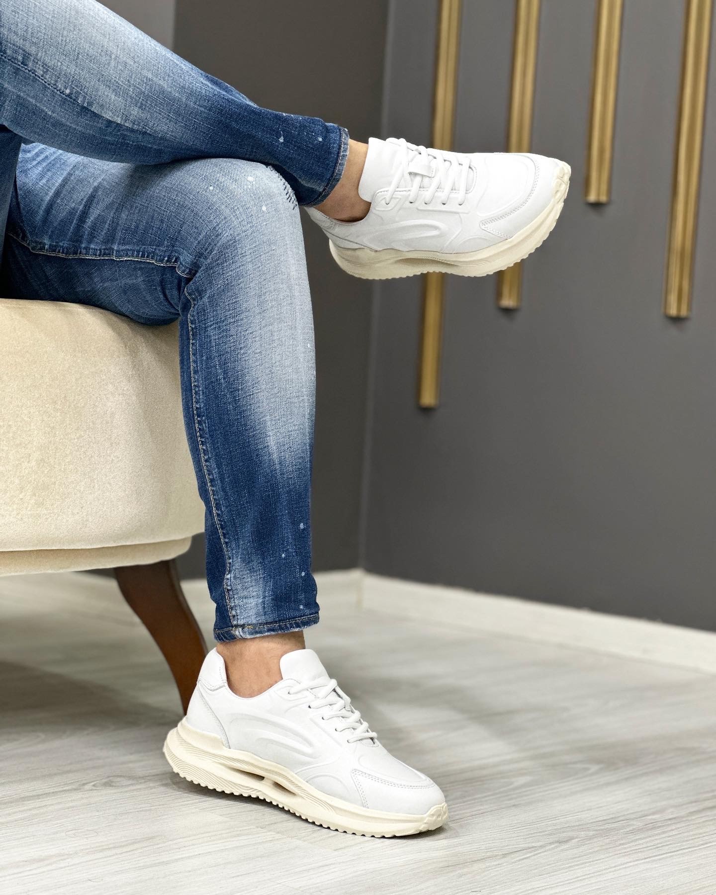 RAVİ HAKİKİ DERİ AİR TABAN GÜNLÜK ERKEK SNEAKER AYAKKABI - Beyaz