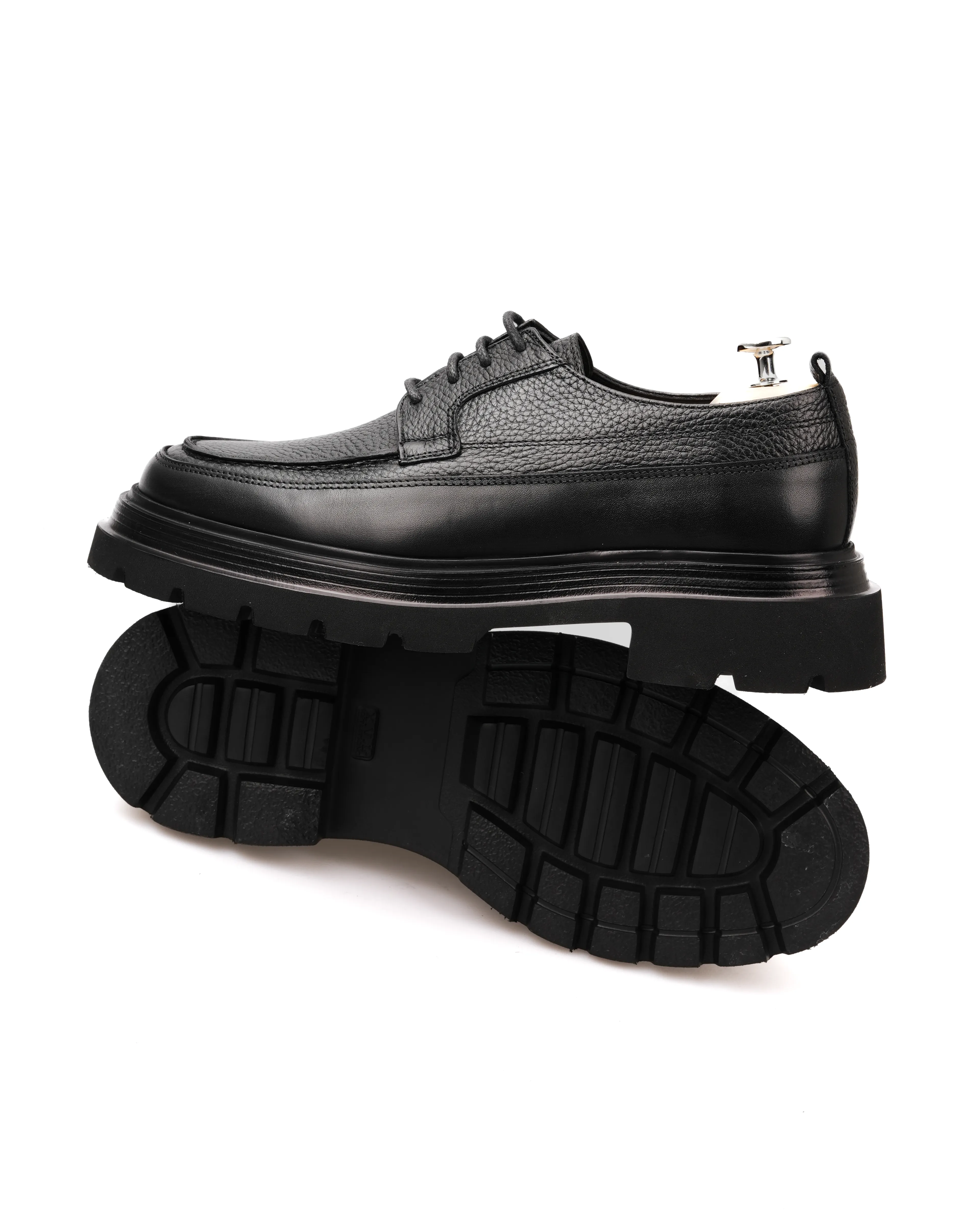 SERHEV HAKİKİ DERİ GÜNLÜK ERKEK KLASİK AYAKKABI - Siyah