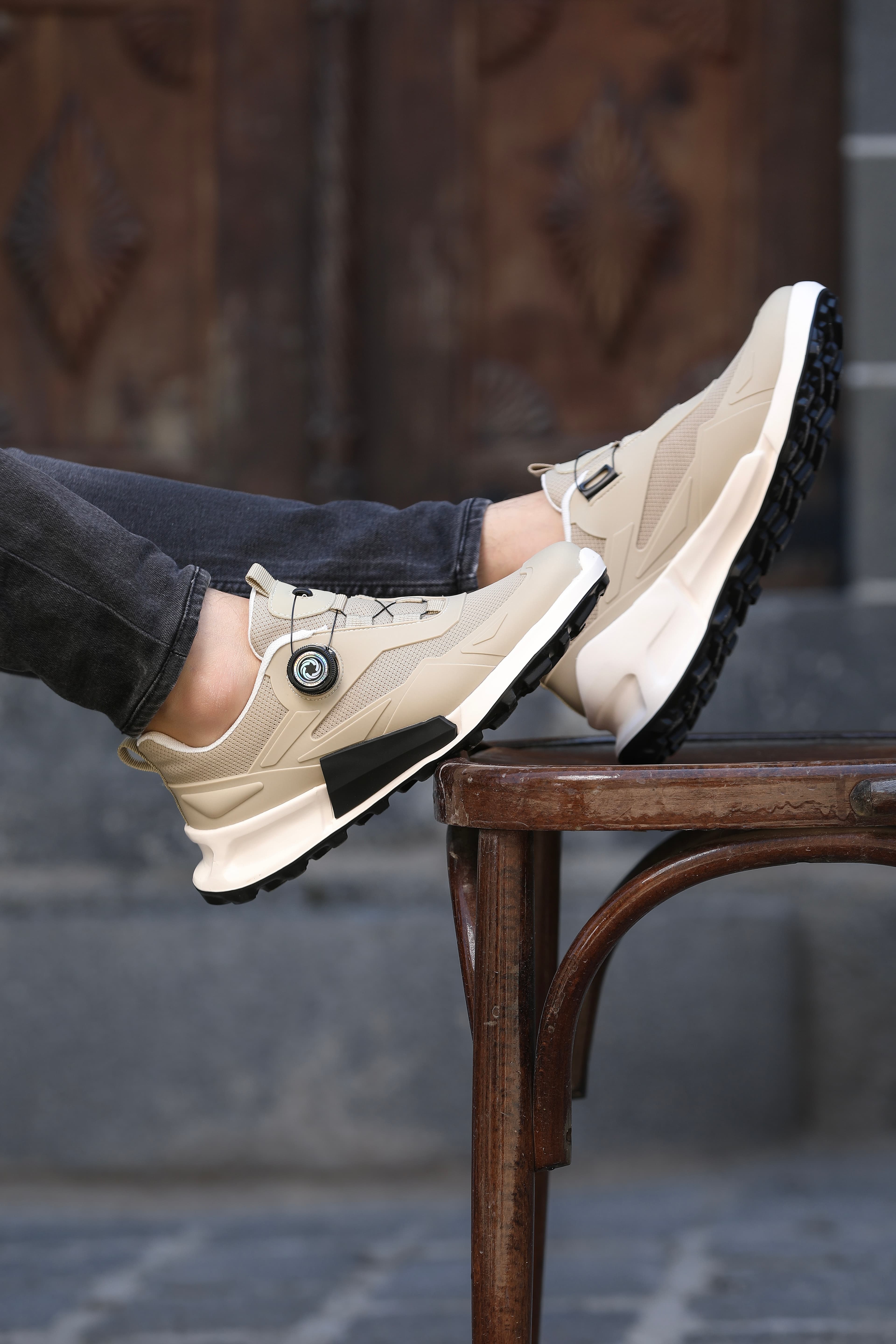KONDAR HAKİKİ DERİ EVA TABAN ERKEK SNEAKER AYAKKABI - Bej