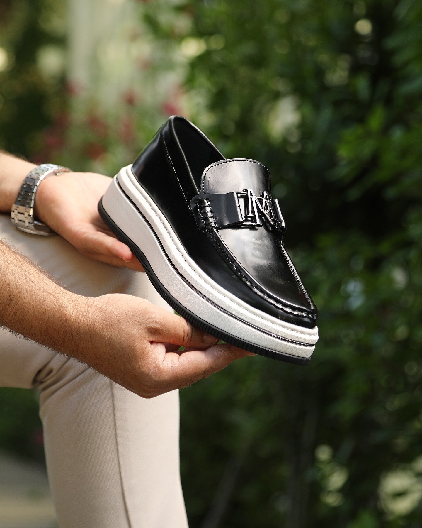 DELİVA HAKİKİ DERİ EVA TABAN GÜNLÜK ERKEK SNEAKER AYAKKABI - Siyah Rugan