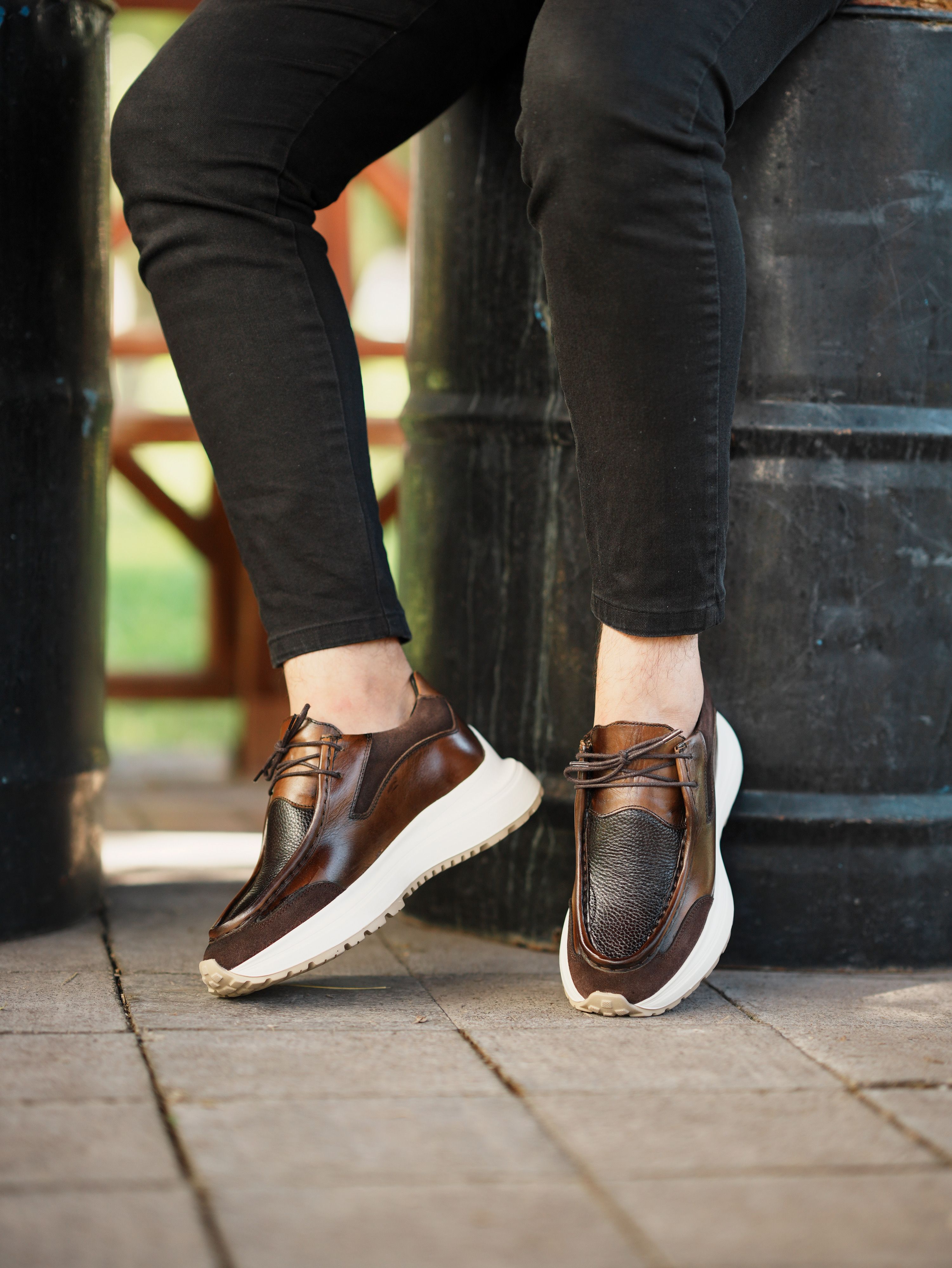 DUBLİN HAKİKİ DERİ EVA TABAN GÜNLÜK ERKEK SNEAKER AYAKKABI - Kahverengi