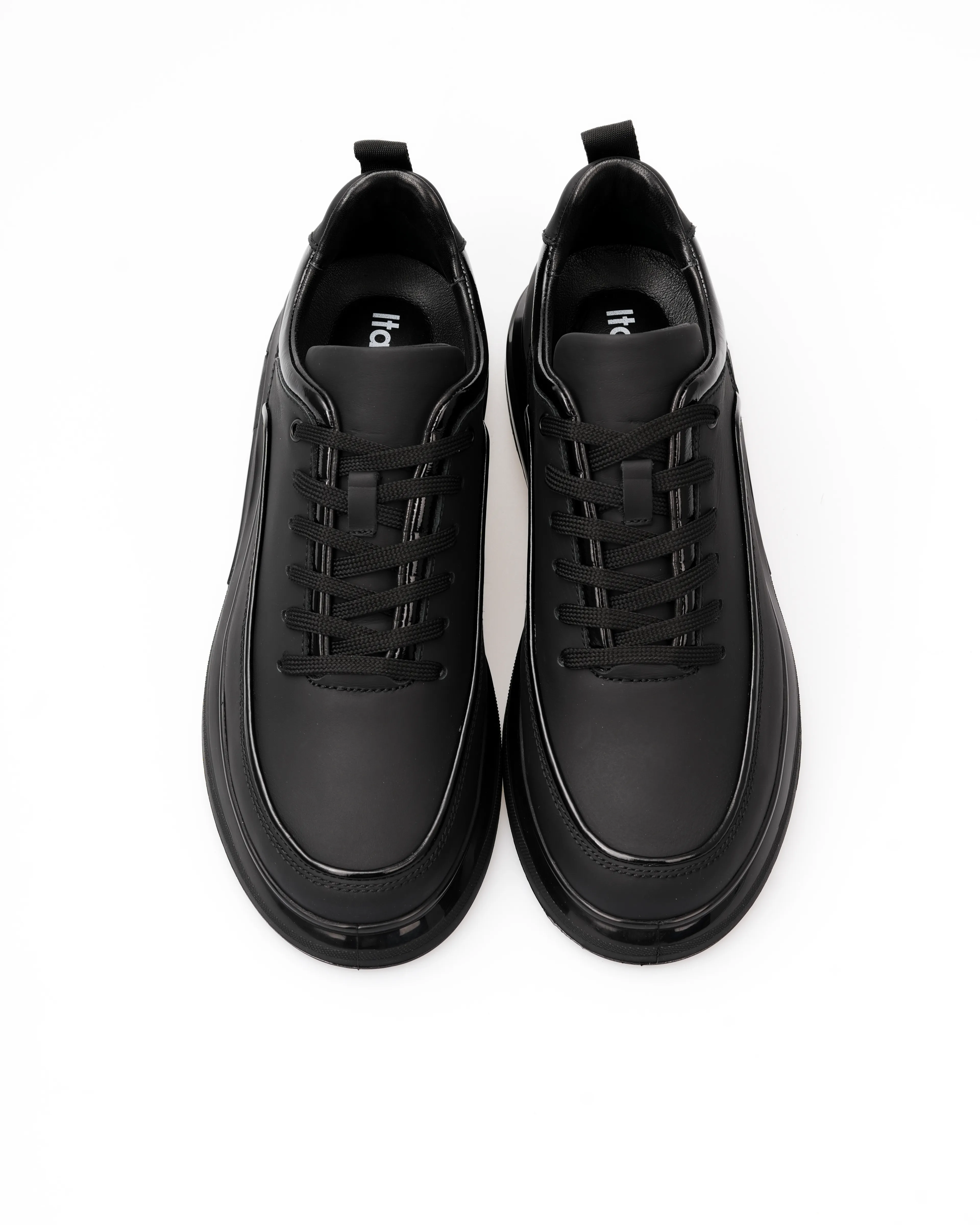 WAYGRE HAKİKİ DERİ AİR TABAN GÜNLÜK ERKEK SNEAKER AYAKKABI - Siyah tabanı siyah