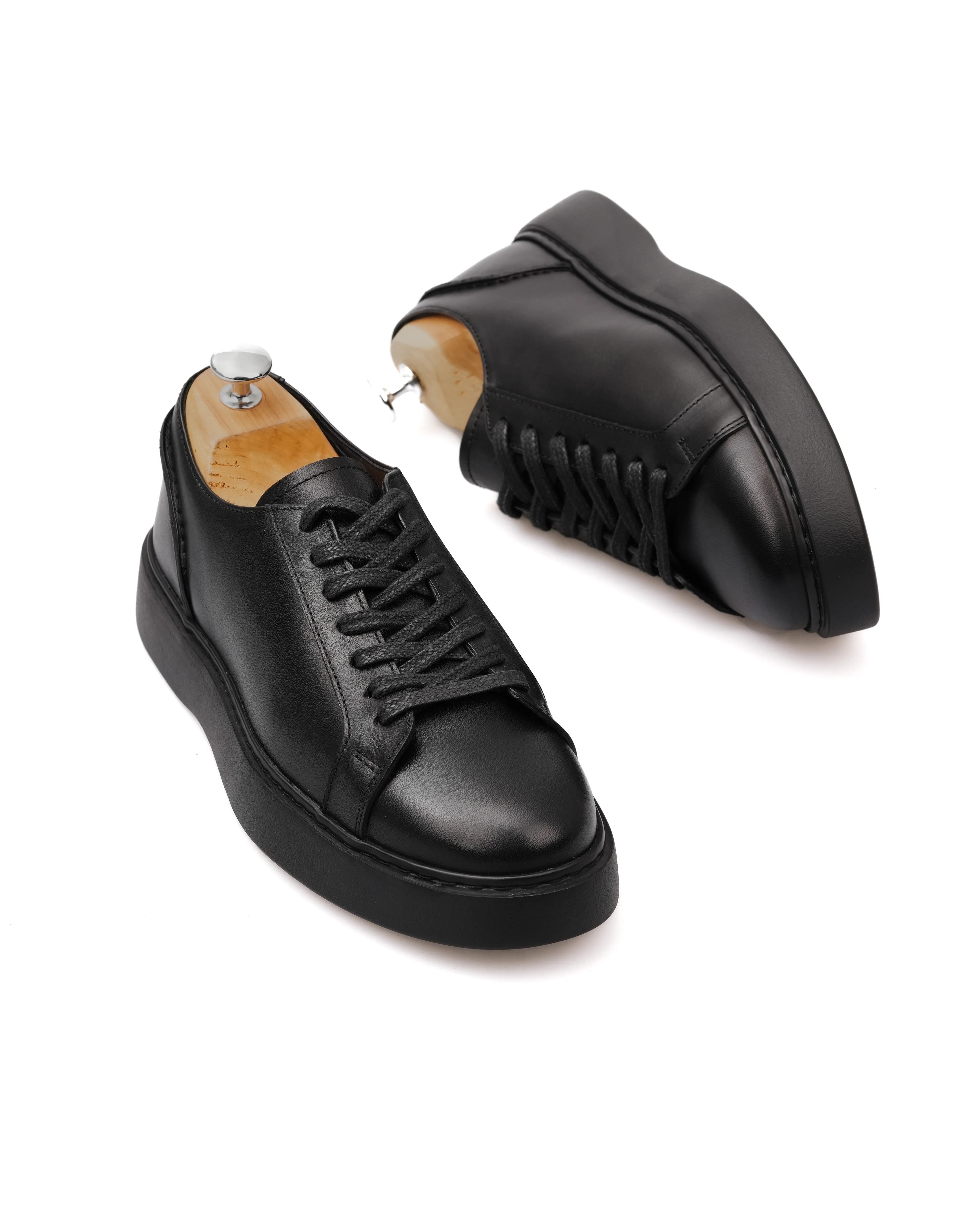 SAMON HAKİKİ DERİ GÜNLÜK ERKEK SNEAKER AYAKKABI - Siyah