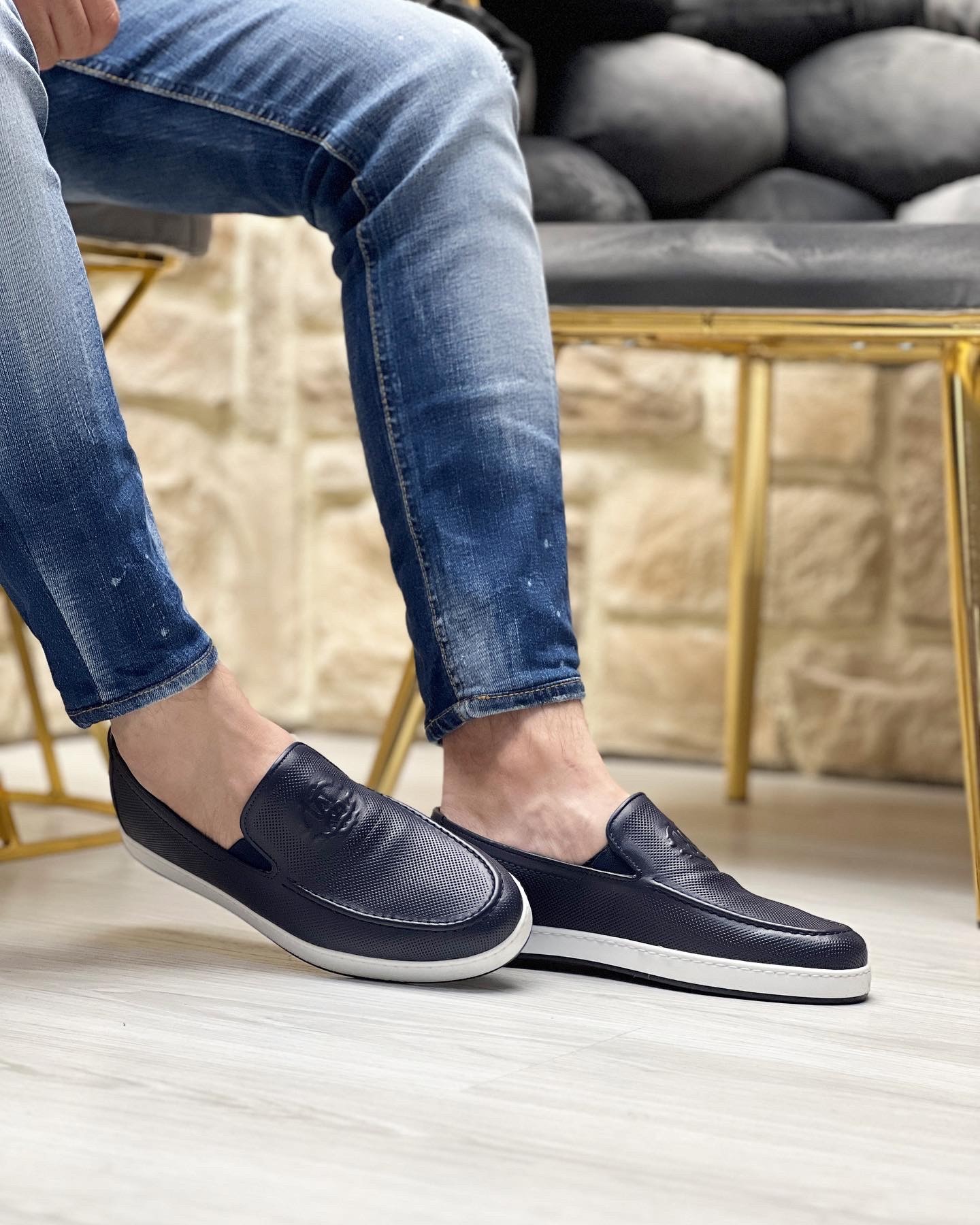 SOFT HAKİKİ DERİ EVA TABAN GÜNLÜK ERKEK CASUAL AYAKKABI - Lacivert