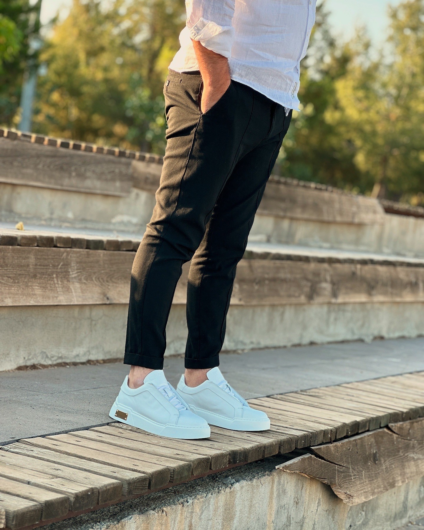 HAKİKİ DERİ EVA TABAN GÜNLÜK ERKEK SNEAKER AYAKKABI - Beyaz