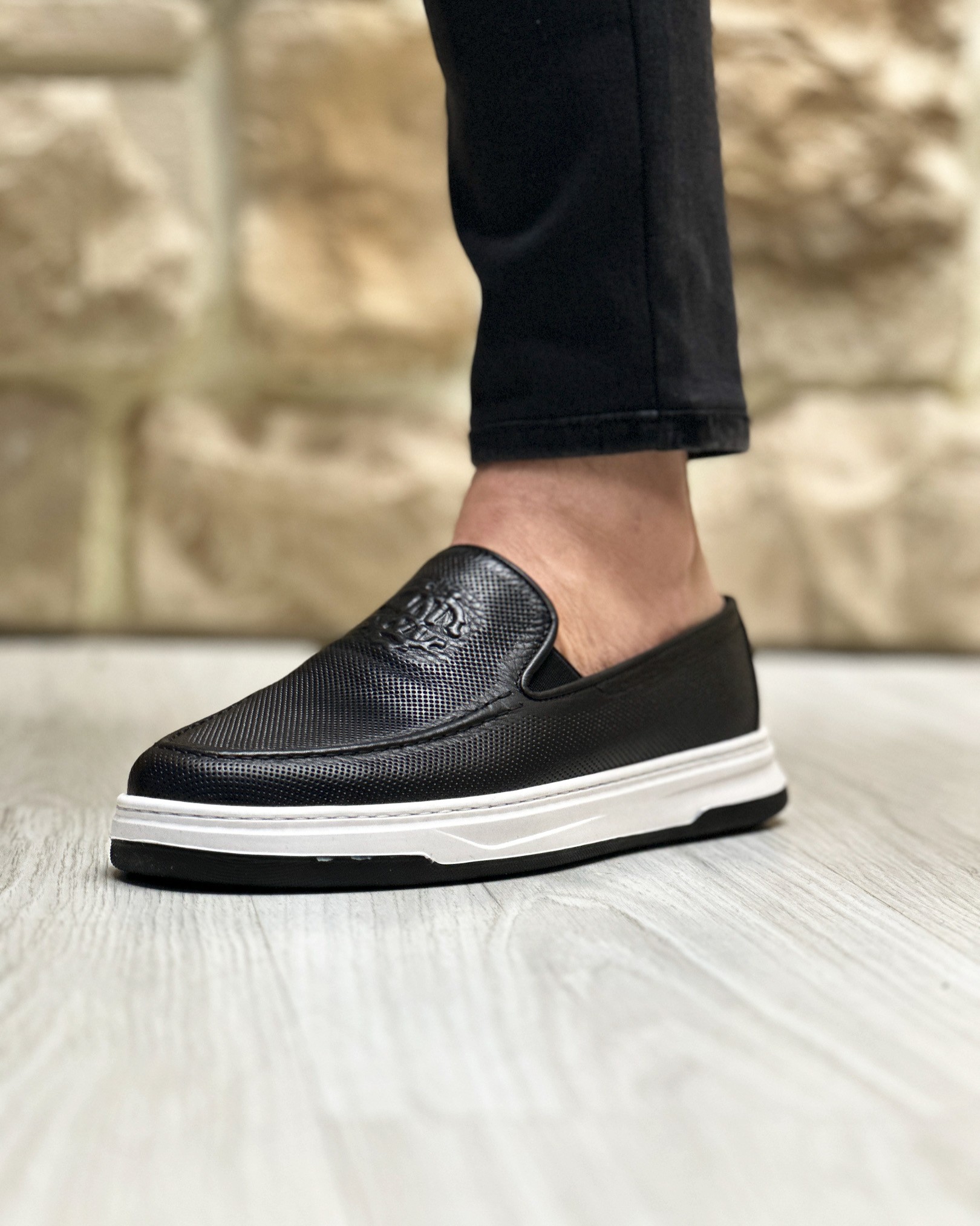 HOKENAW HAKİKİ DERİ EVA TABAN GÜNLÜK ERKEK CASUAL AYAKKABI - Siyah