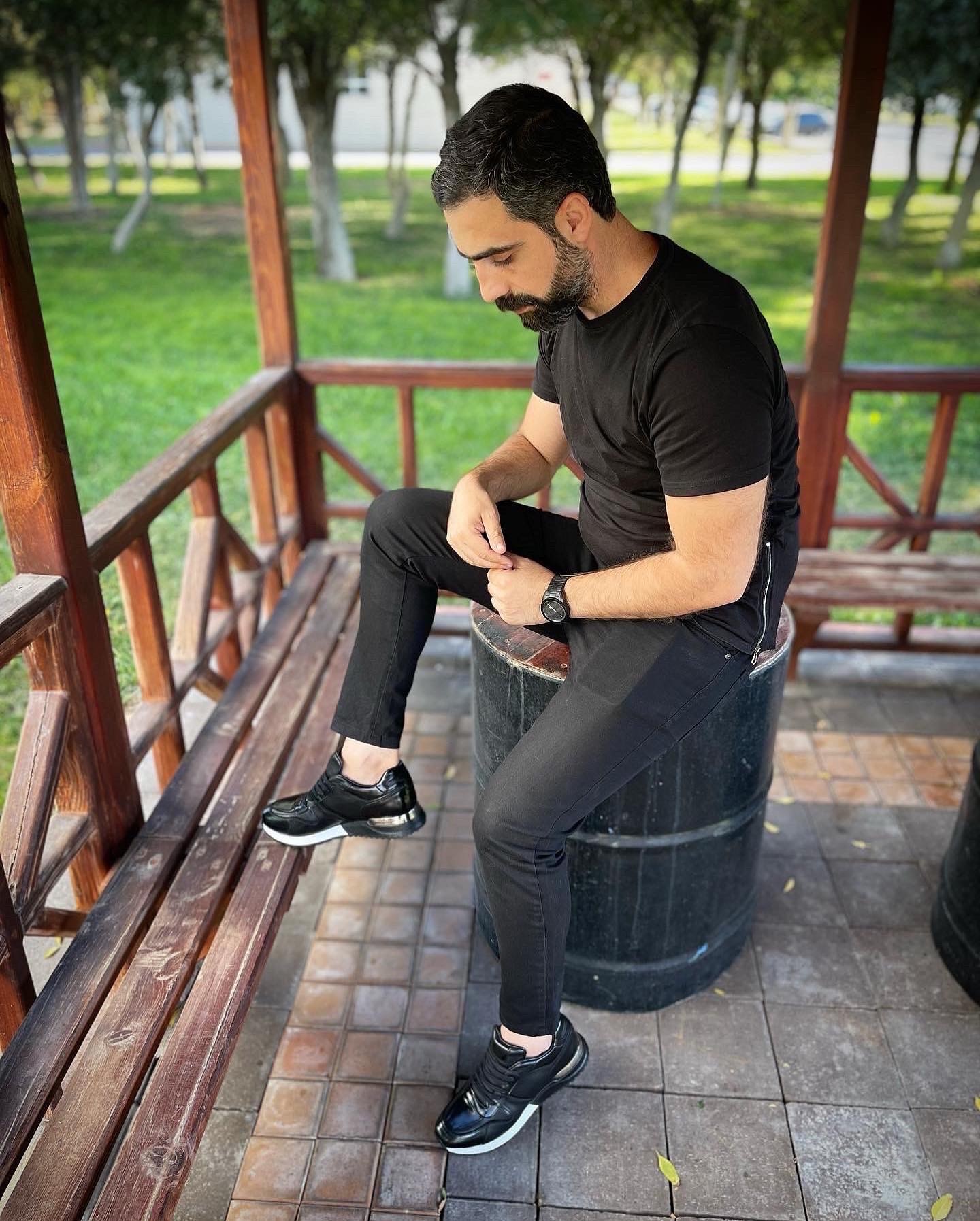 SENTO MODEL HAKİKİ DERİ EVA TABAN GÜNLÜK ERKEK SNEAKER AYAKKABI - Siyah