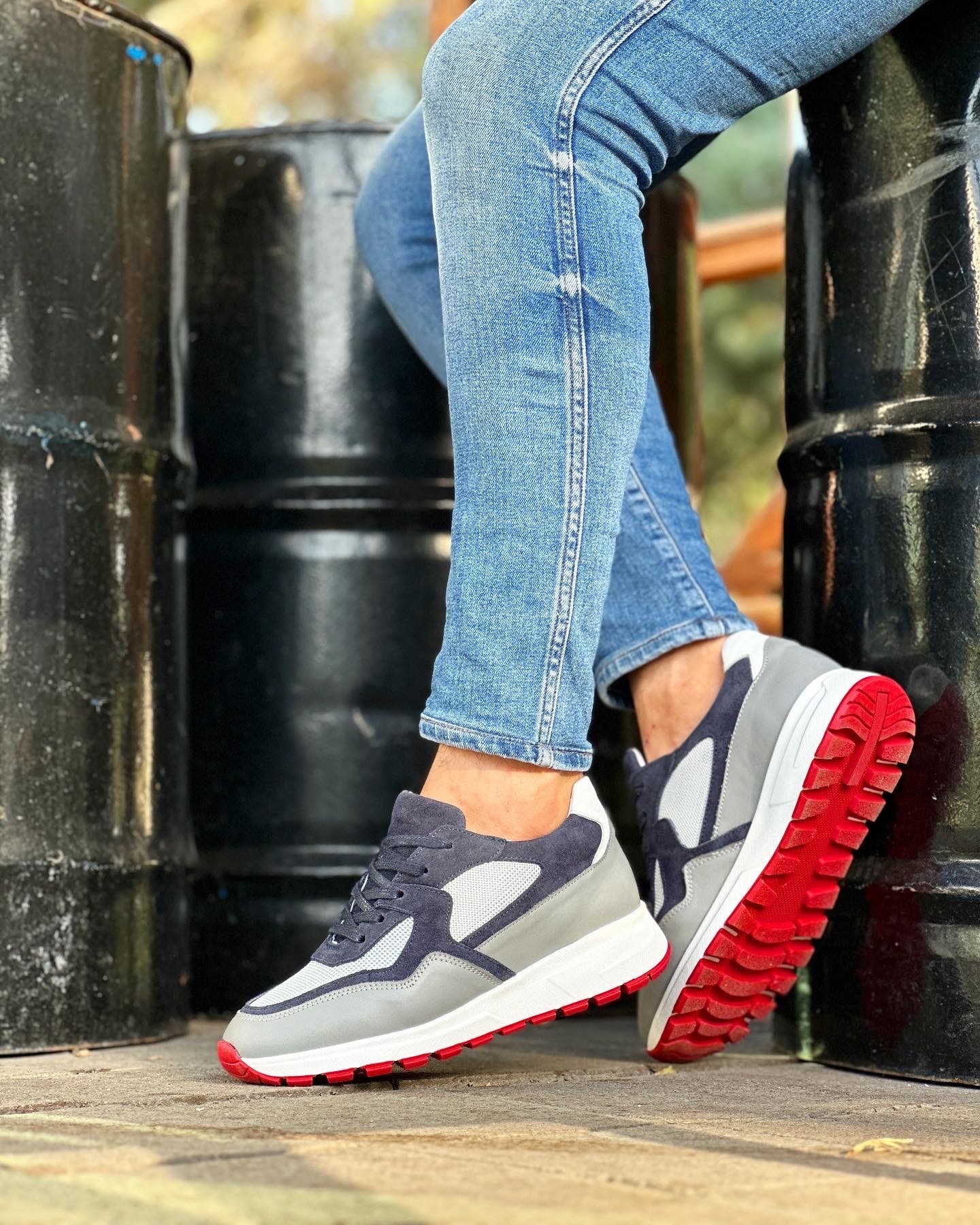 PİSSARO HAKİKİ DERİ EVA TABAN GÜNLÜK ERKEK SNEAKER AYAKKABI - Gri
