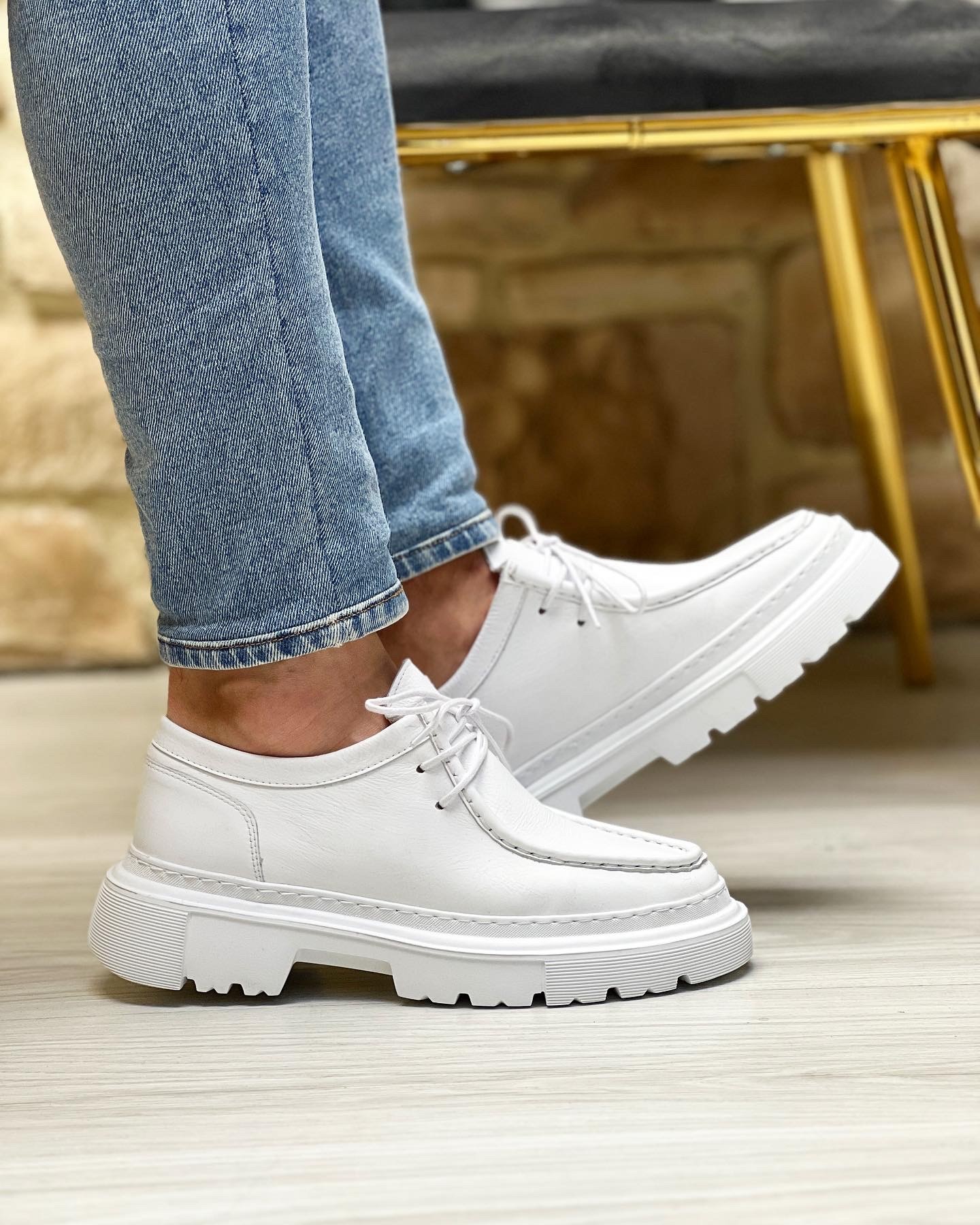 HAKİKİ DERİ EVA TABAN GÜNLÜK ERKEK CASUAL AYAKKABI - Beyaz