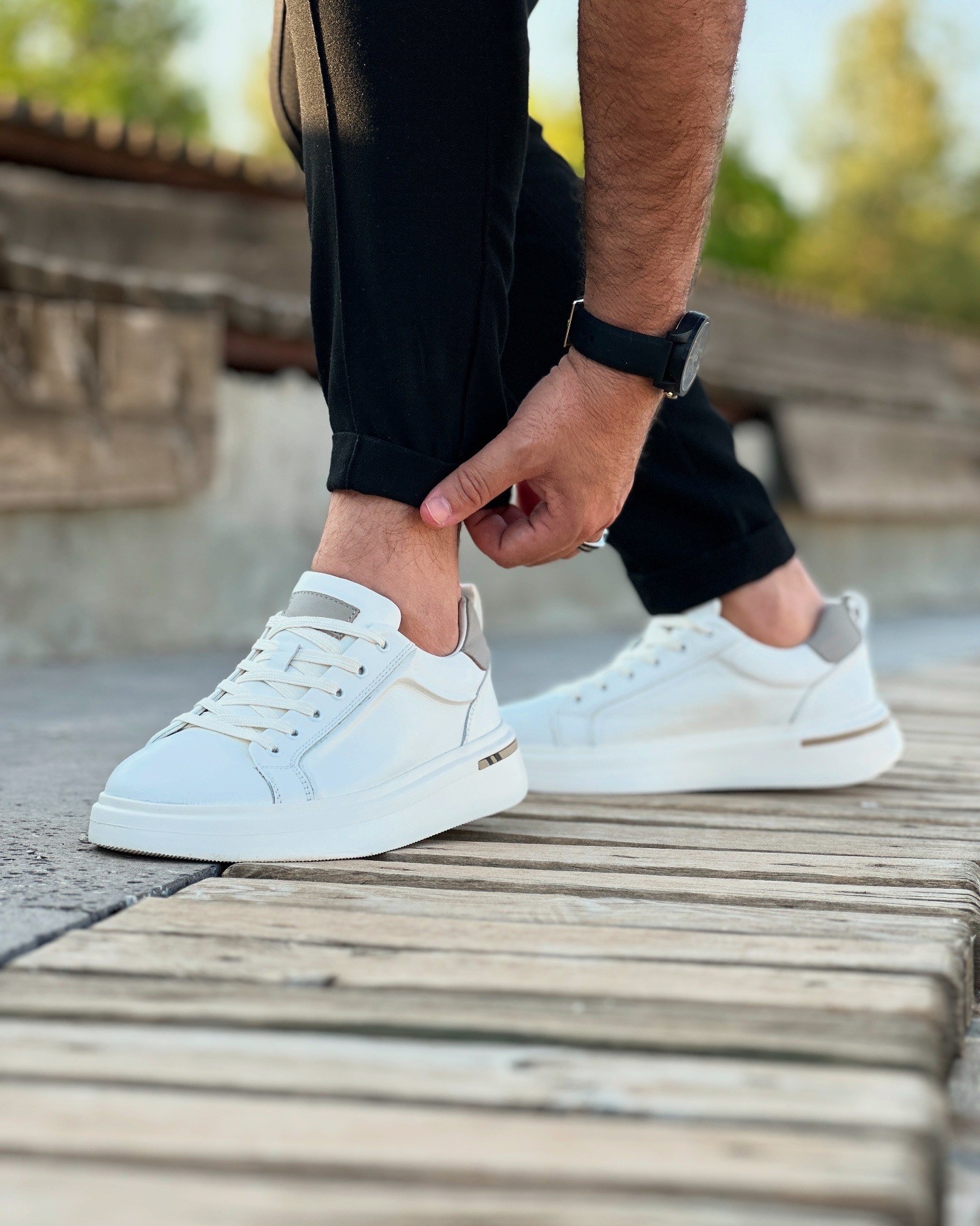 MEBRA HAKİKİ DERİ AİR TABAN GÜNLÜK ERKEK SNEAKER AYAKKABI - Beyaz