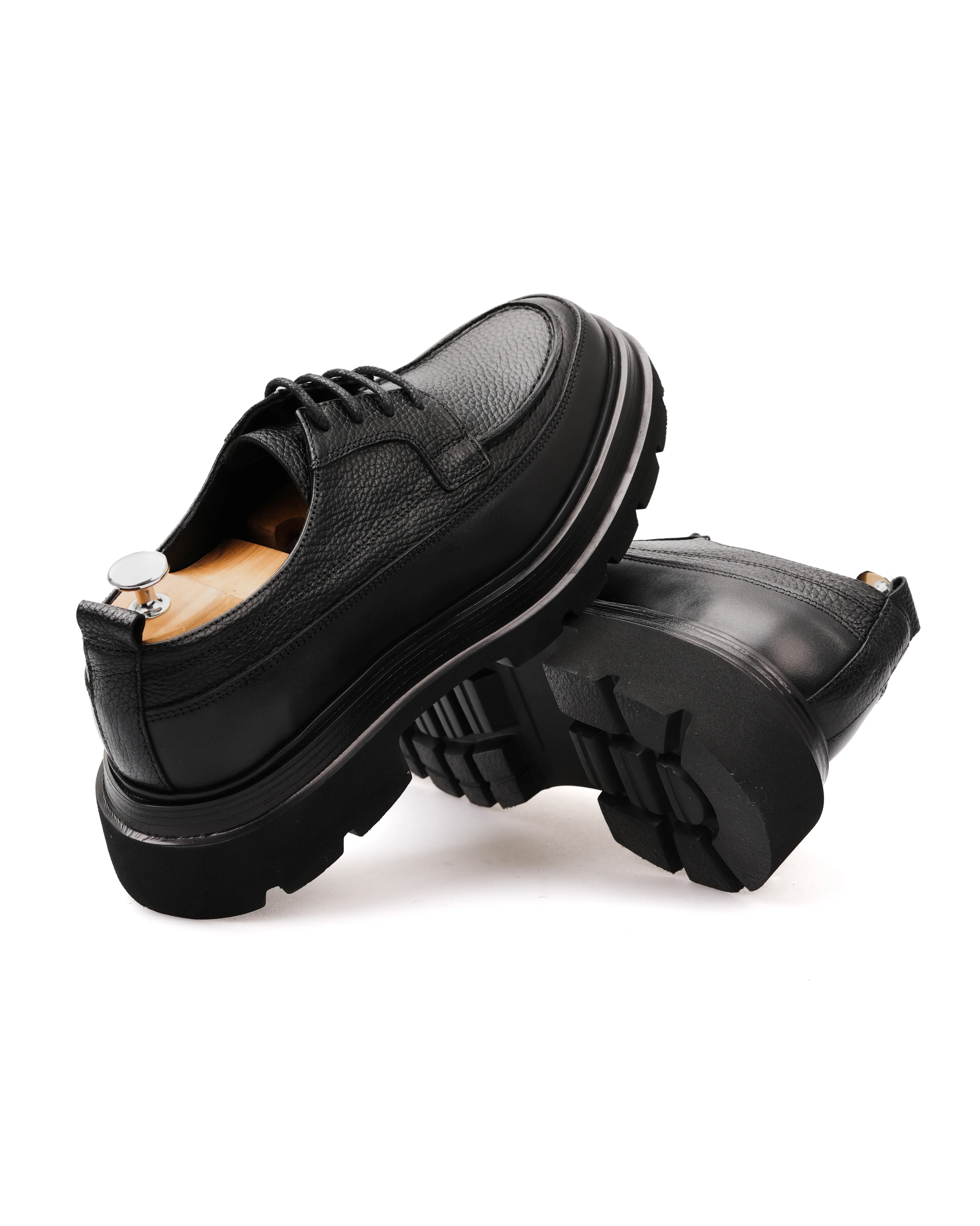 SERHEV HAKİKİ DERİ GÜNLÜK ERKEK KLASİK AYAKKABI - Siyah