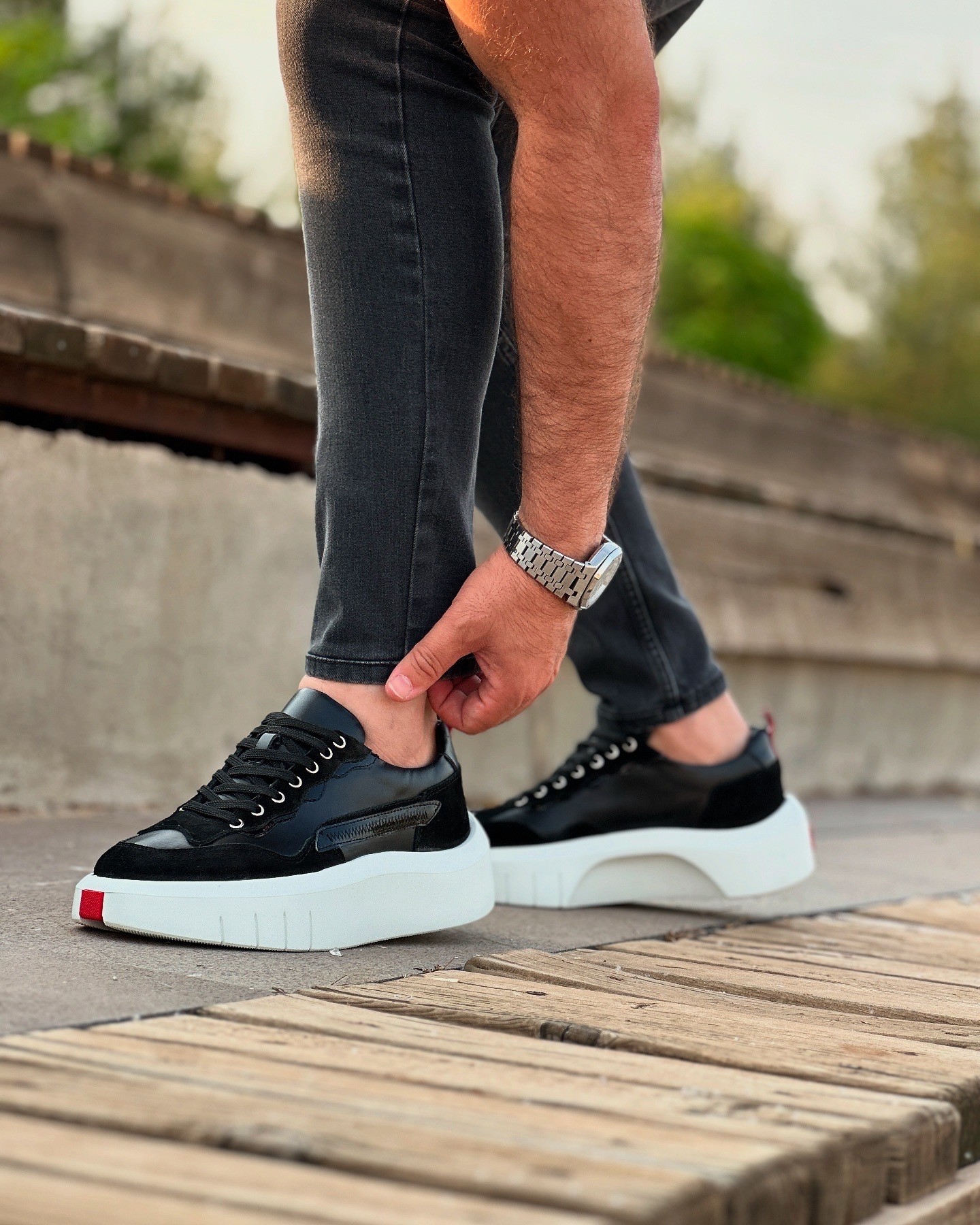 ARNOLD HAKİKİ DERİ EVA TABAN GÜNLÜK ERKEK SNEAKER AYAKKABI - Siyah