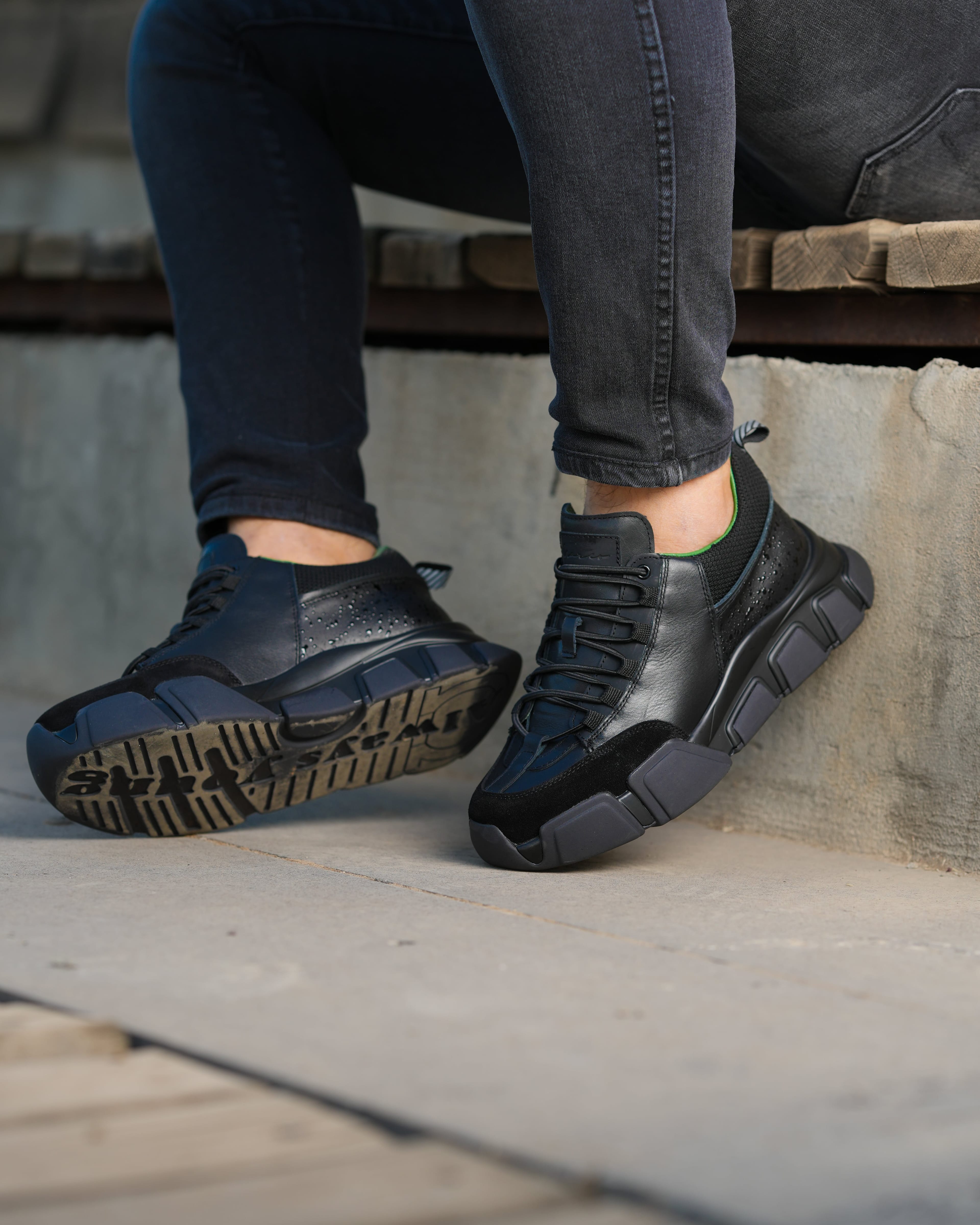 BELEN HAKİKİ DERİ GÜNLÜK ERKEK SNEAKER AYAKKABI - Siyah