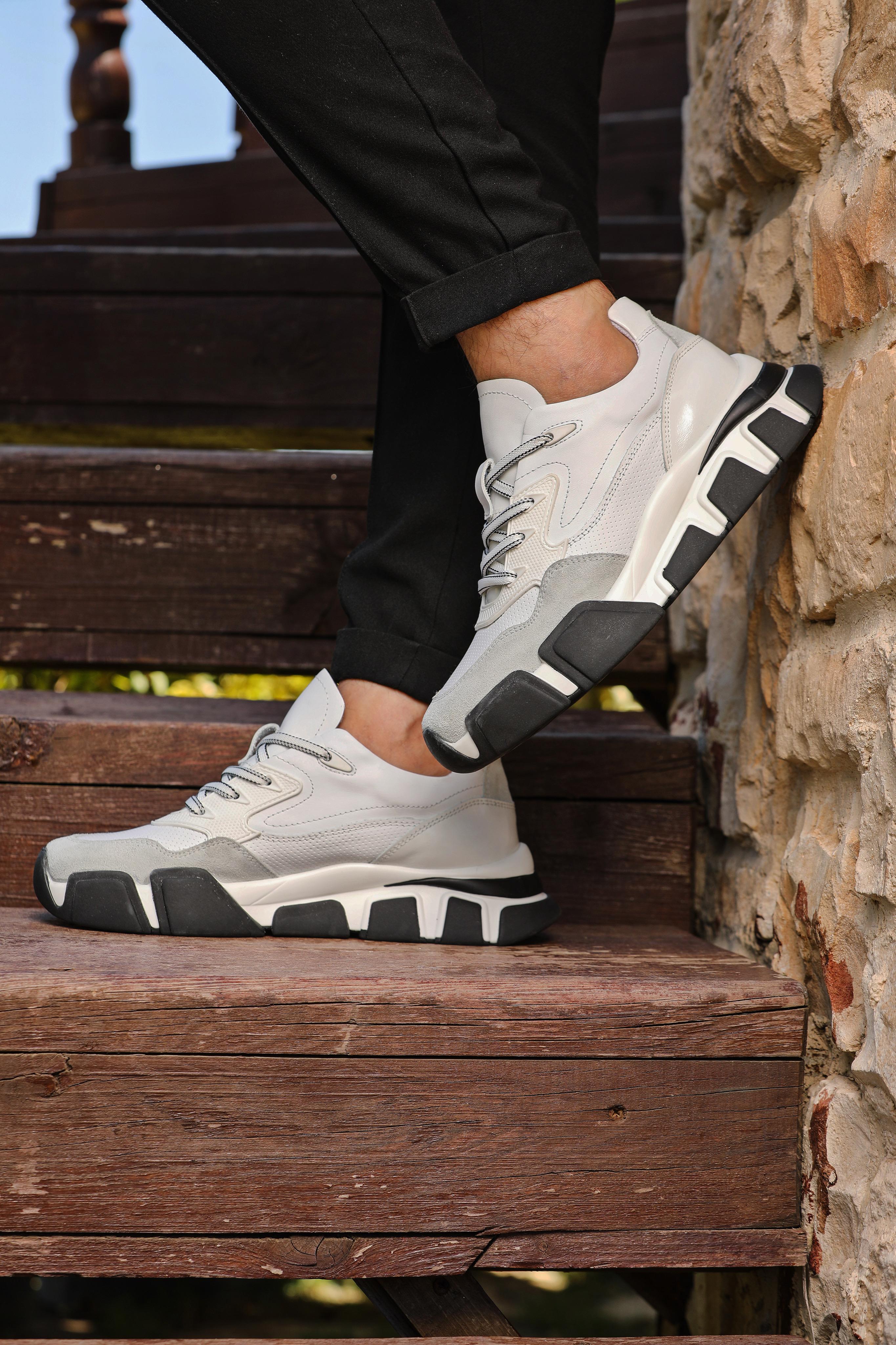 HAKİKİ DERİ EVA TABAN GÜNLÜK ERKEK SNEAKER AYAKKABI - Beyaz