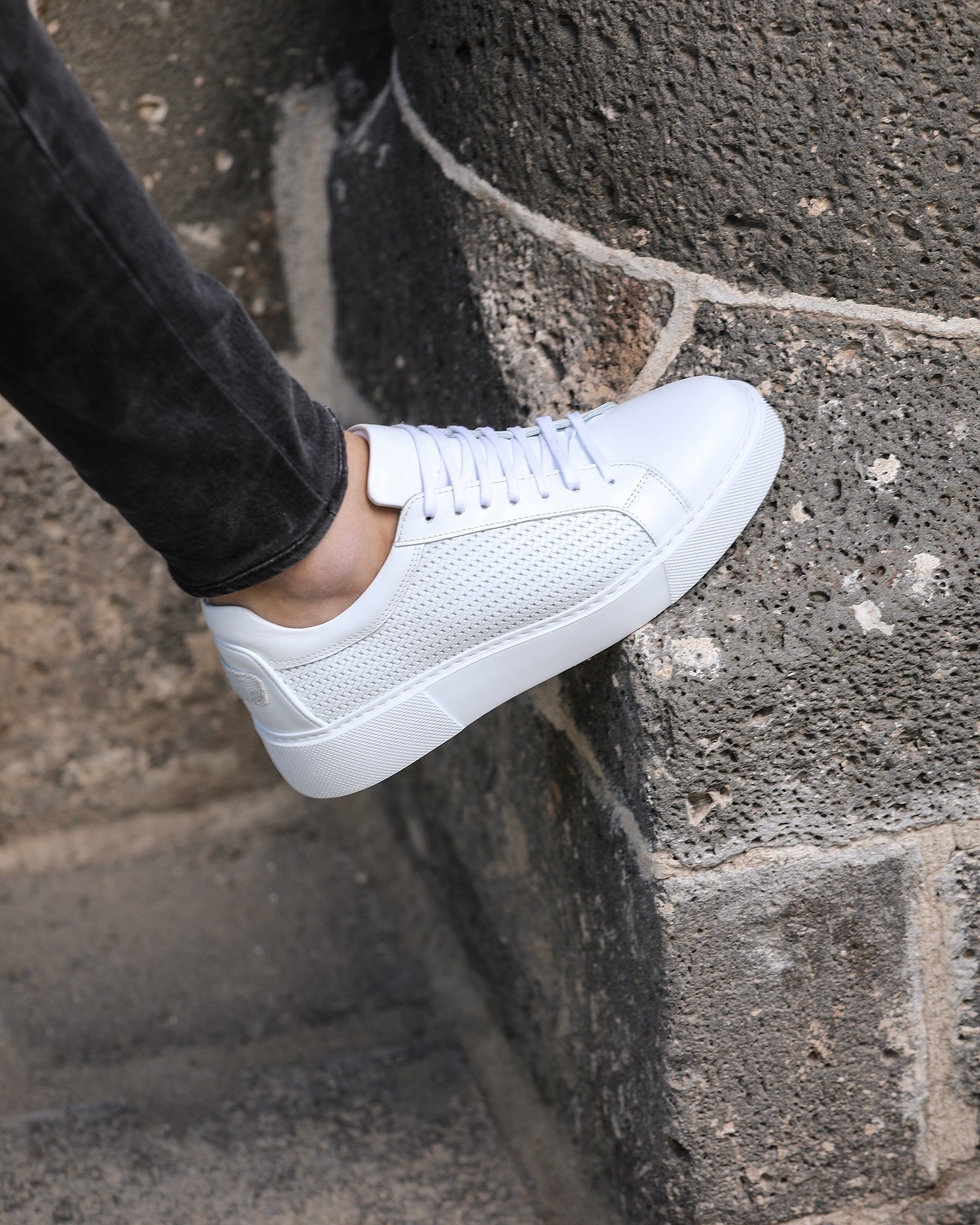 NEZAK HAKİKİ DERİ EVA TABAN ERKEK SNEAKER AYAKKABI - Beyaz