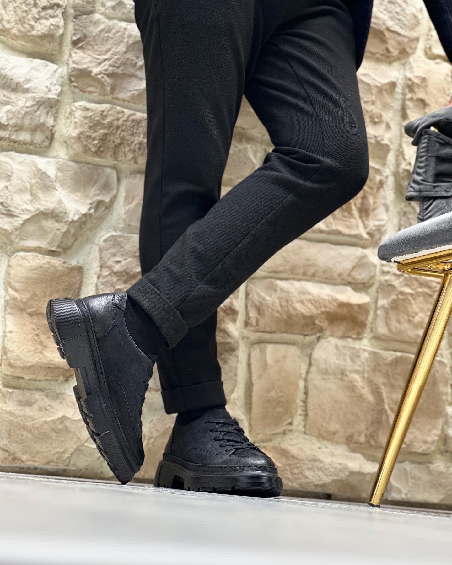 HAKİKİ DERİ EVA TABAN GÜNLÜK ERKEK CASUAL AYAKKABI - Siyah