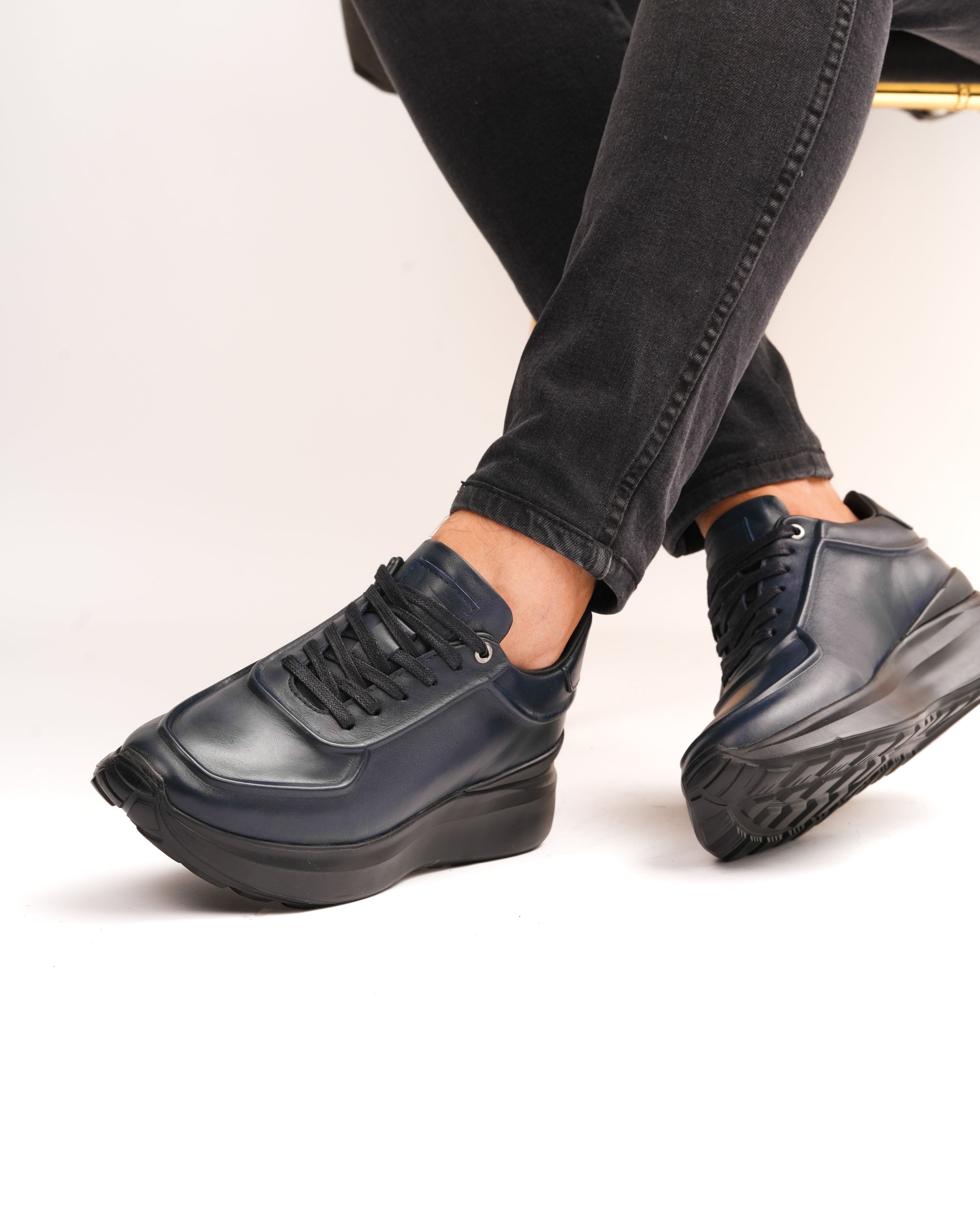 SARP HAKİKİ DERİ GÜNLÜK ERKEK SNEAKER AYAKKABI - Lacivert