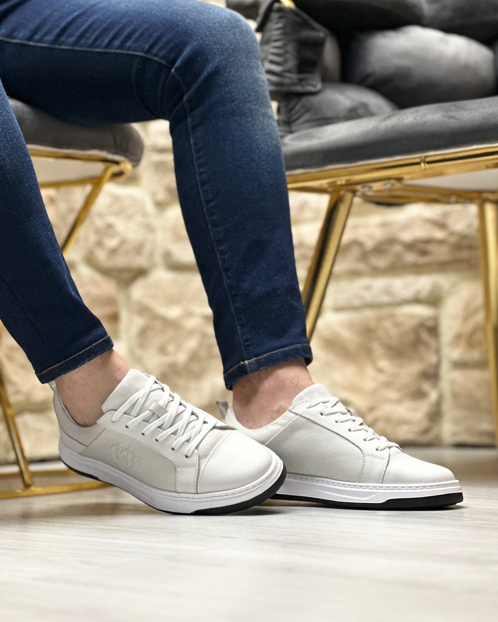 ARMEDON HAKİKİ DERİ EVA TABAN GÜNLÜK ERKEK SNEAKER AYAKKABI - Beyaz