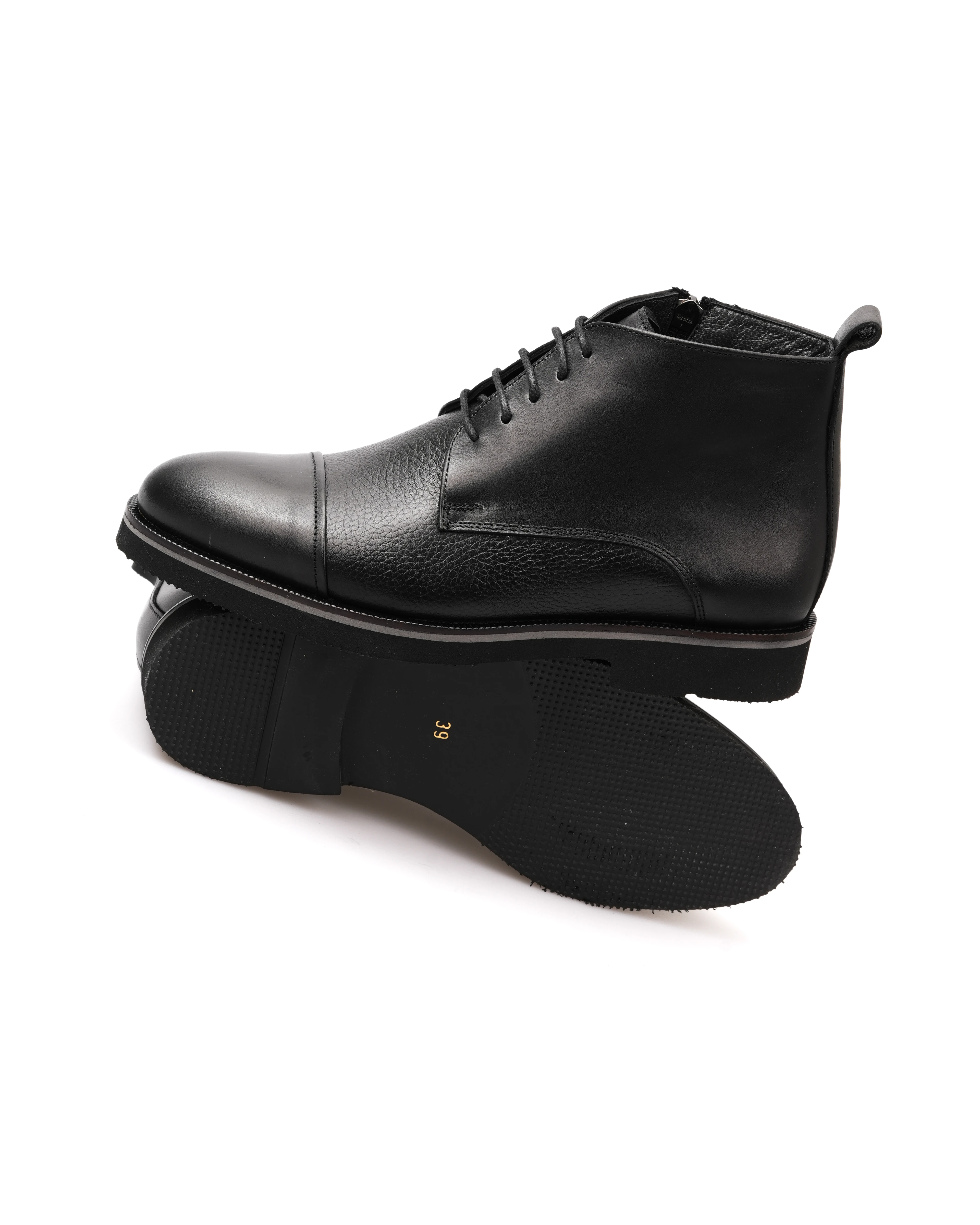 SARJAH HAKİKİ DERİ GÜNLÜK ERKEK BOT - SİYAH FLOTUR