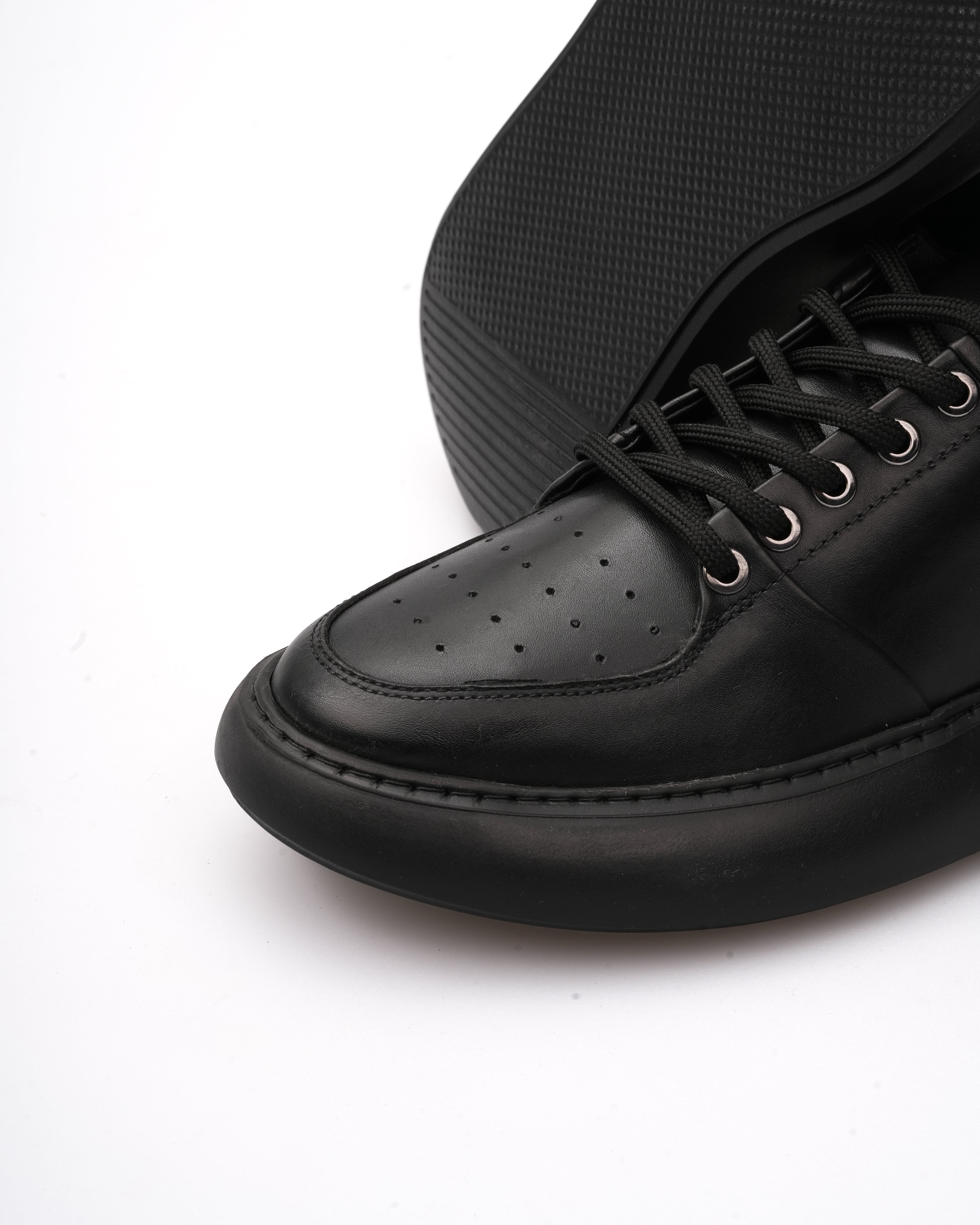KUSAT HAKİKİ DERİ GÜNLÜK ERKEK SNEAKER AYAKKABI - Siyah