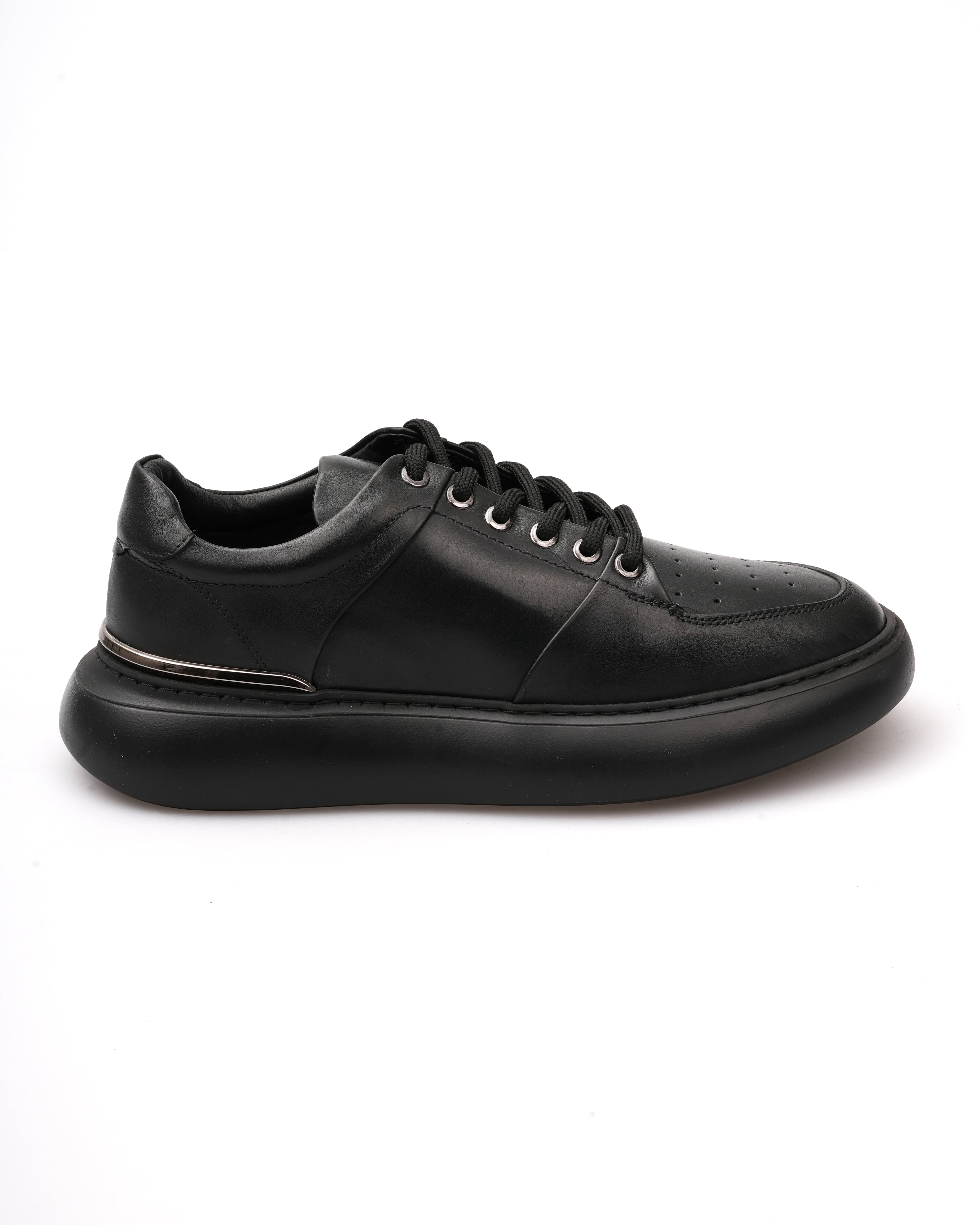 KUSAT HAKİKİ DERİ GÜNLÜK ERKEK SNEAKER AYAKKABI - Siyah