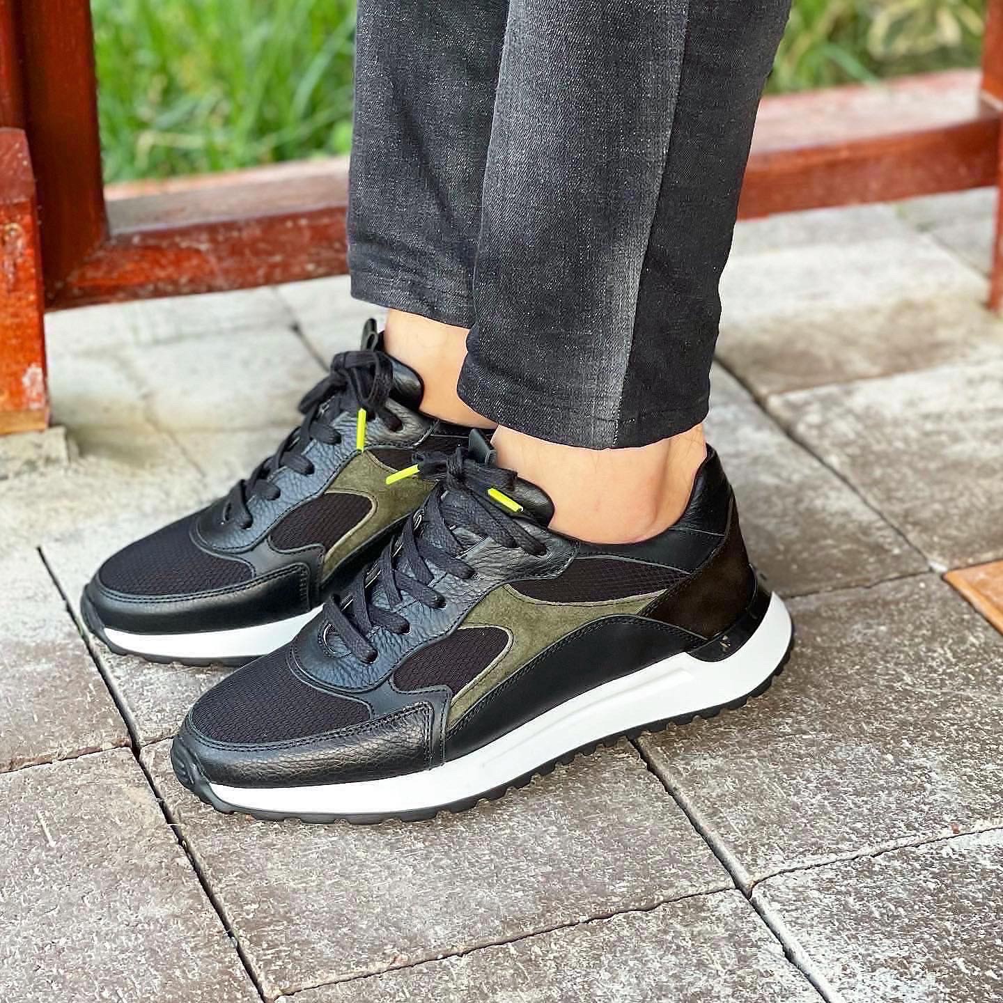 PHORUS HAKİKİ DERİ EVA TABAN GÜNLÜK SNEAKER ERKEK AYAKKABI - Siyah Garnili