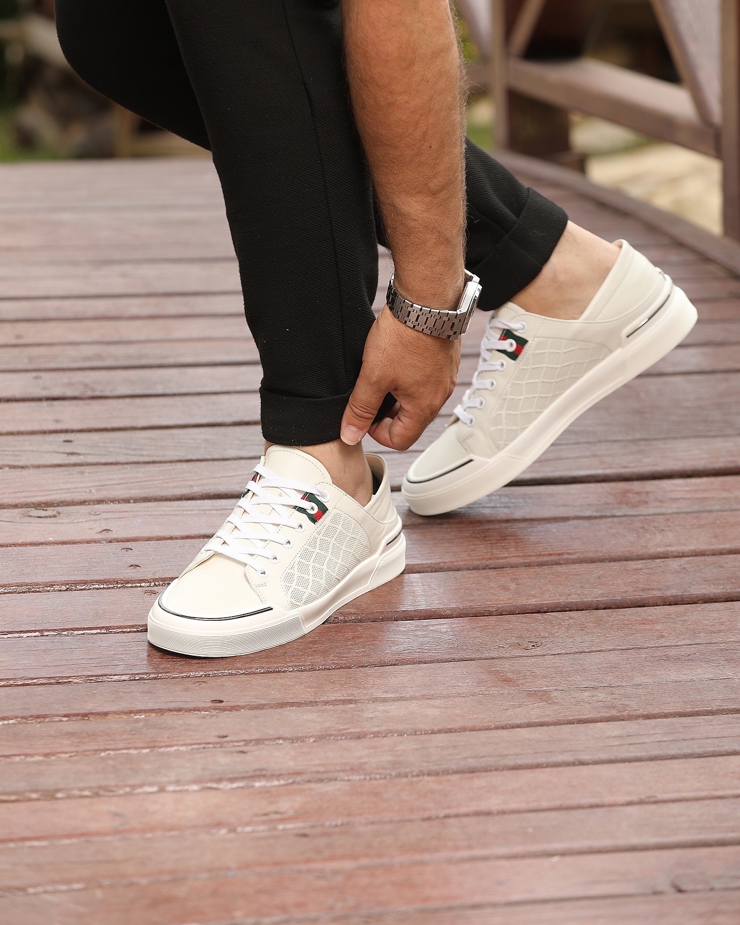 HAKİKİ DERİ GÜNLÜK ERKEK SNEAKER AYAKKABI - Beyaz