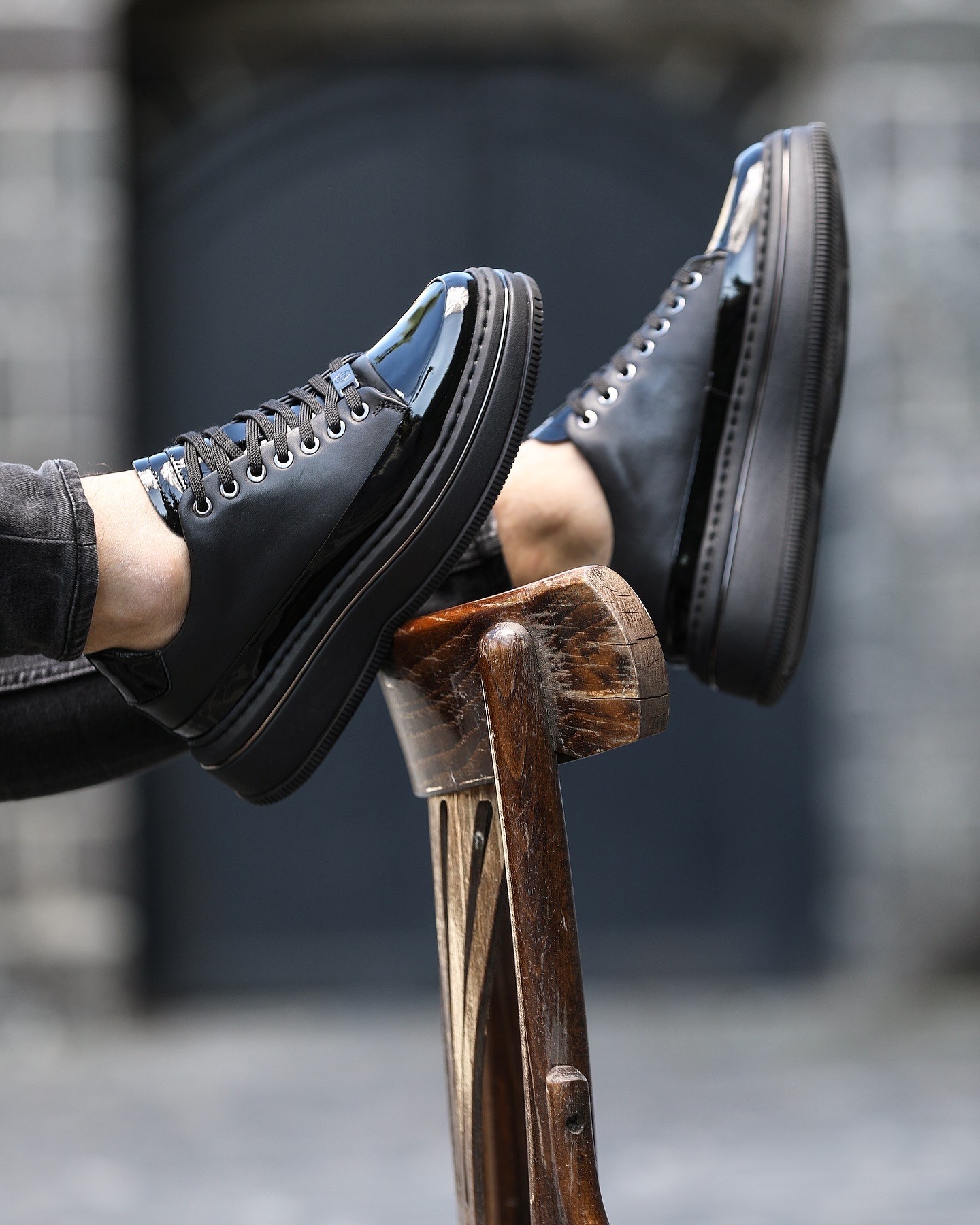 ROGLAN HAKİKİ DERİ EVA TABAN GÜNLÜK ERKEK SNEAKER AYAKKABI - Siyah Rugan