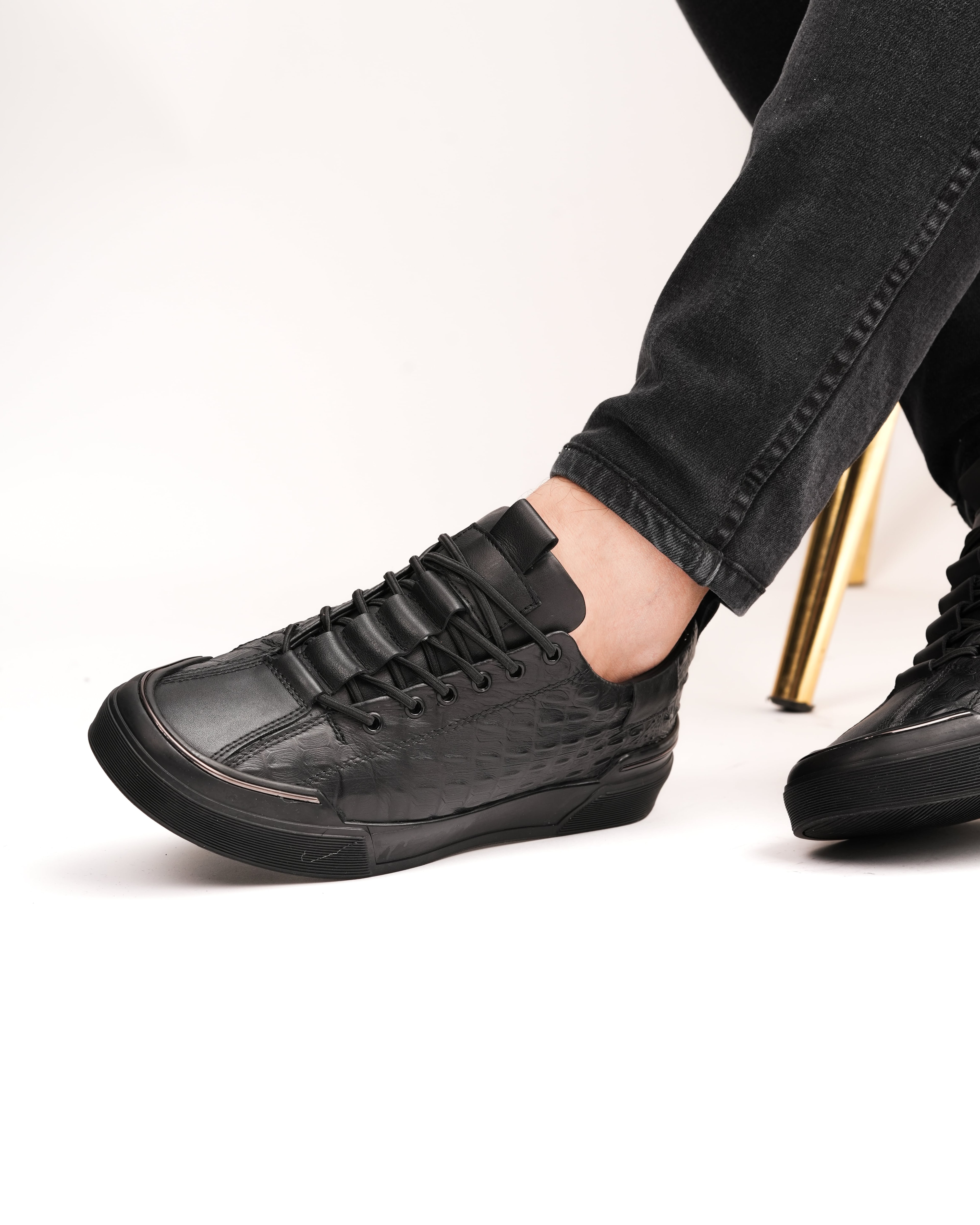 KROK HAKİKİ DERİ GÜNLÜK ERKEK SNEAKER AYAKKBI - Siyah