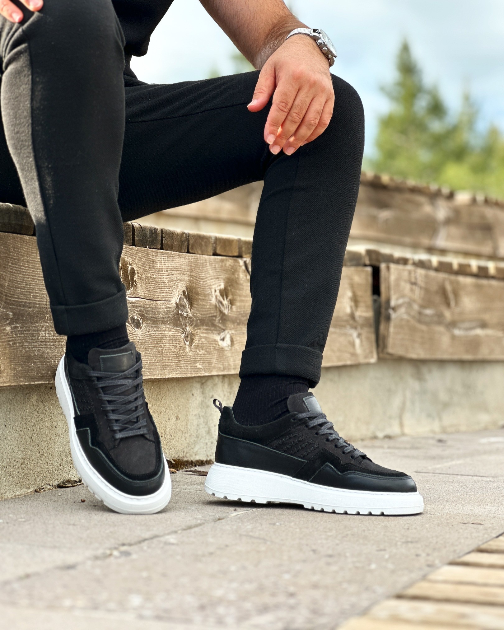HAKİKİ DERİ EVA TABAN GÜNLÜK ERKEK CASUAL AYAKKABI - Siyah