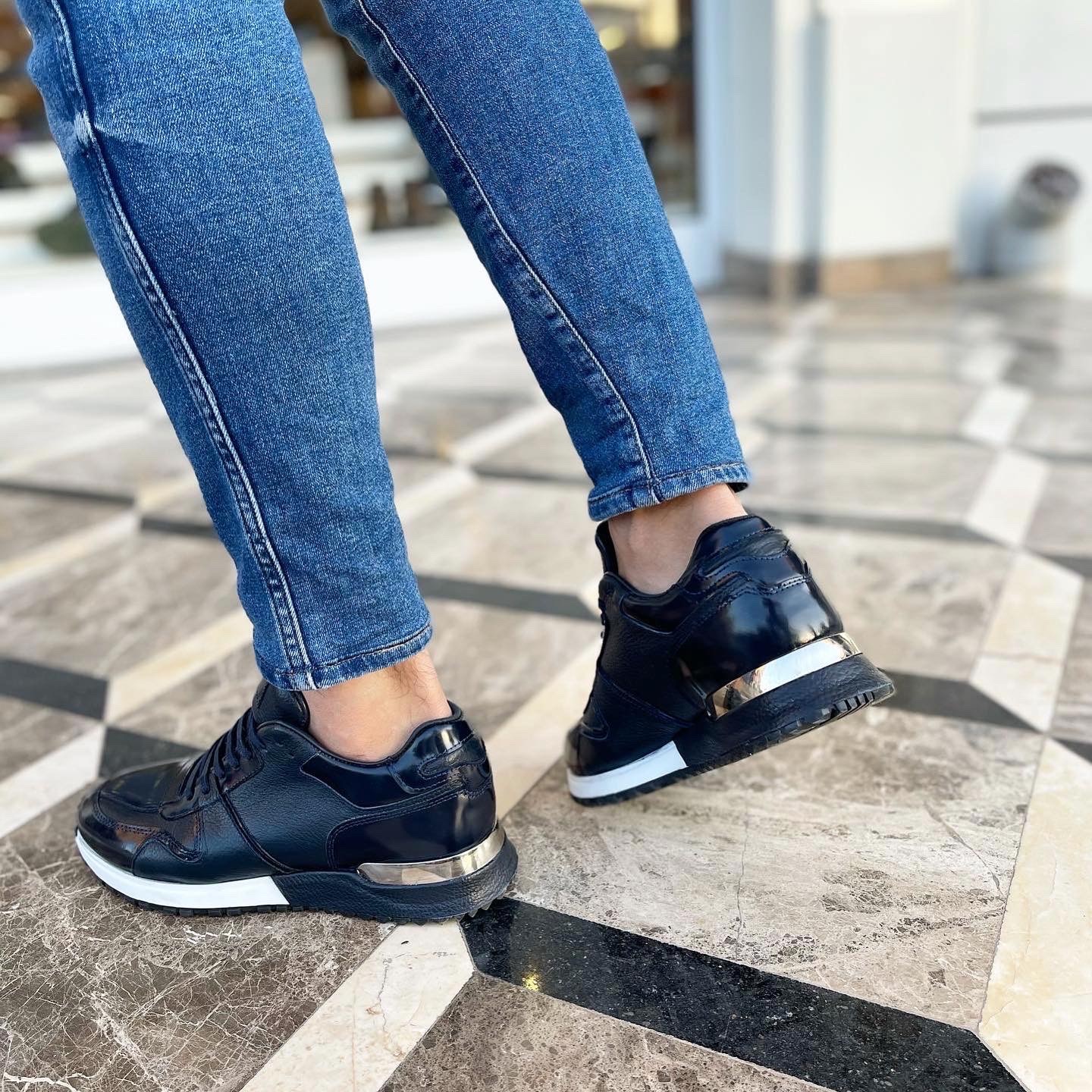SENTO MODEL HAKİKİ DERİ EVA TABAN GÜNLÜK ERKEK SNEAKER AYAKKABI - Lacivert