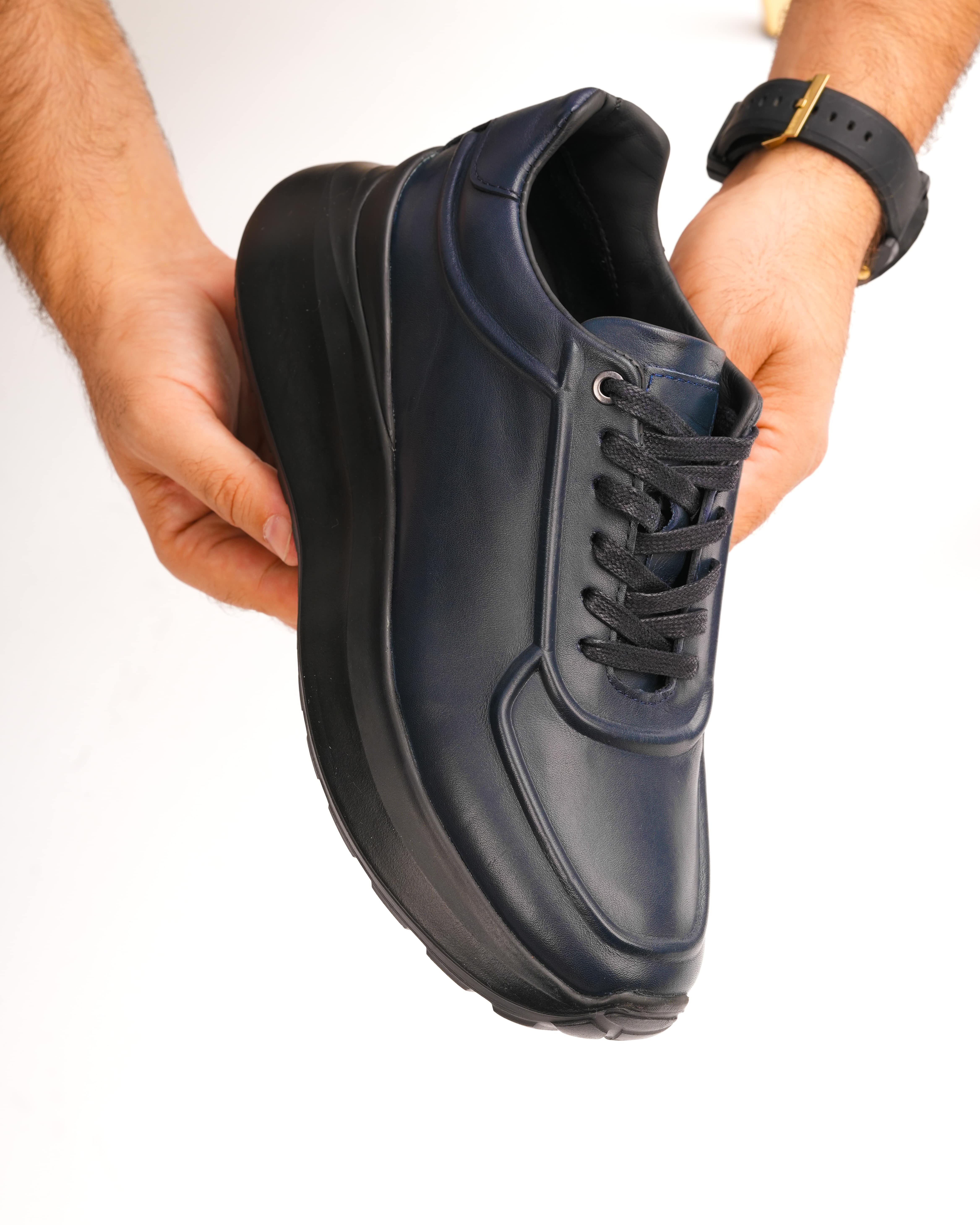 SARP HAKİKİ DERİ GÜNLÜK ERKEK SNEAKER AYAKKABI - Lacivert