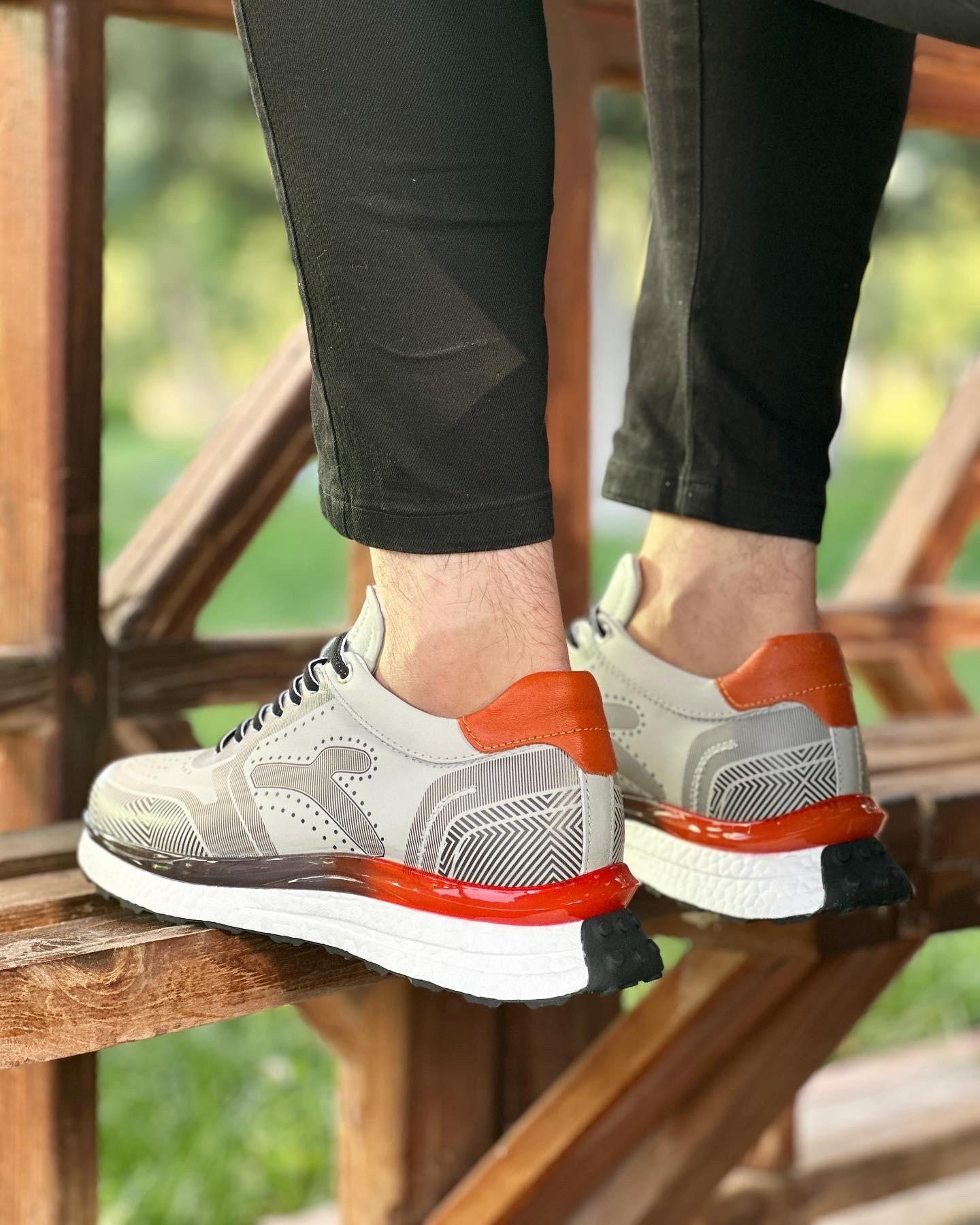 TURENJ HAKİKİ DERİ AİR TABAN GÜNLÜK ERKEK SNEAKER AYAKKABI - Gri