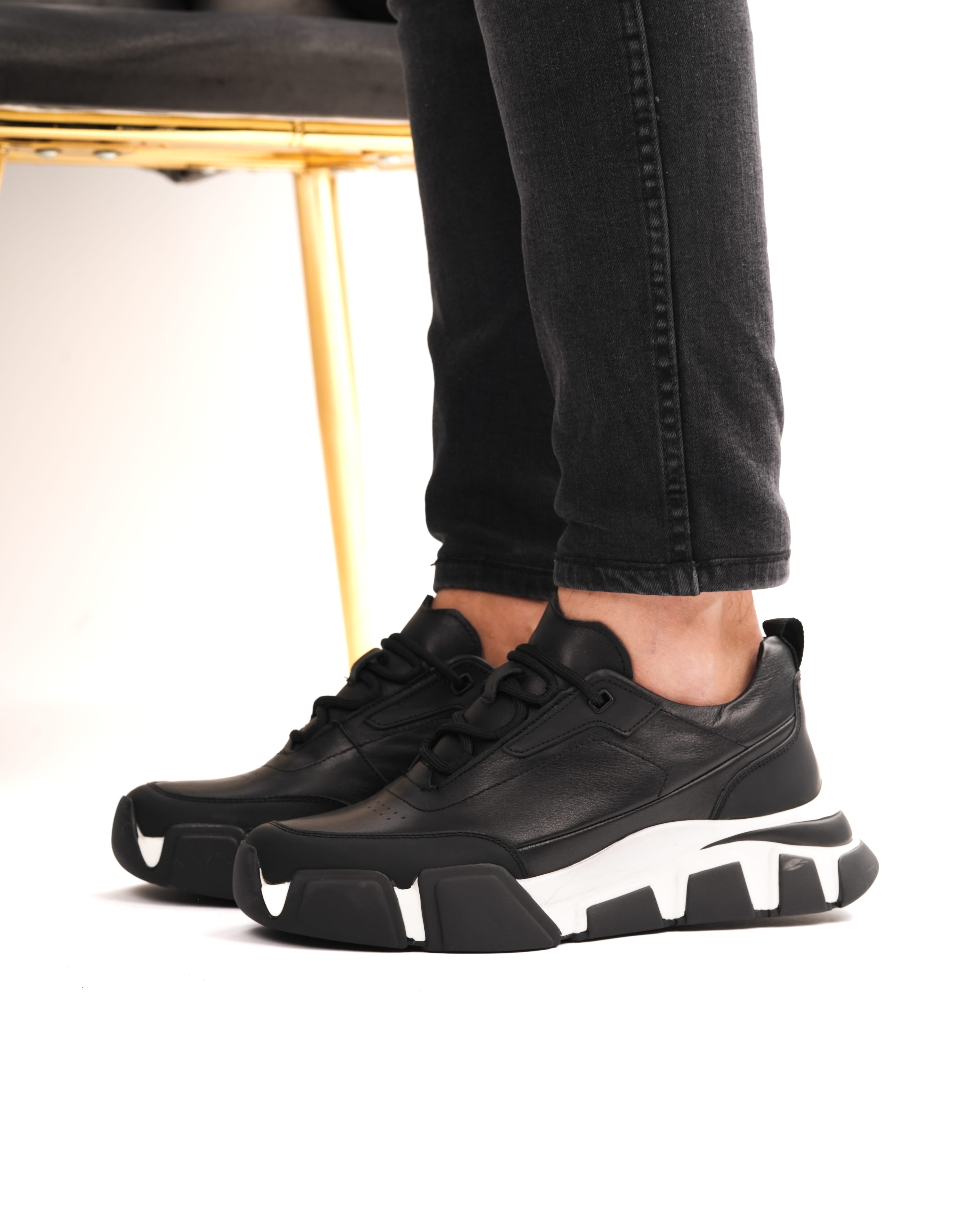 BAUM HAKİKİ DERİ GÜNLÜK ERKEK SNEAKER AYAKKABI - Siyah