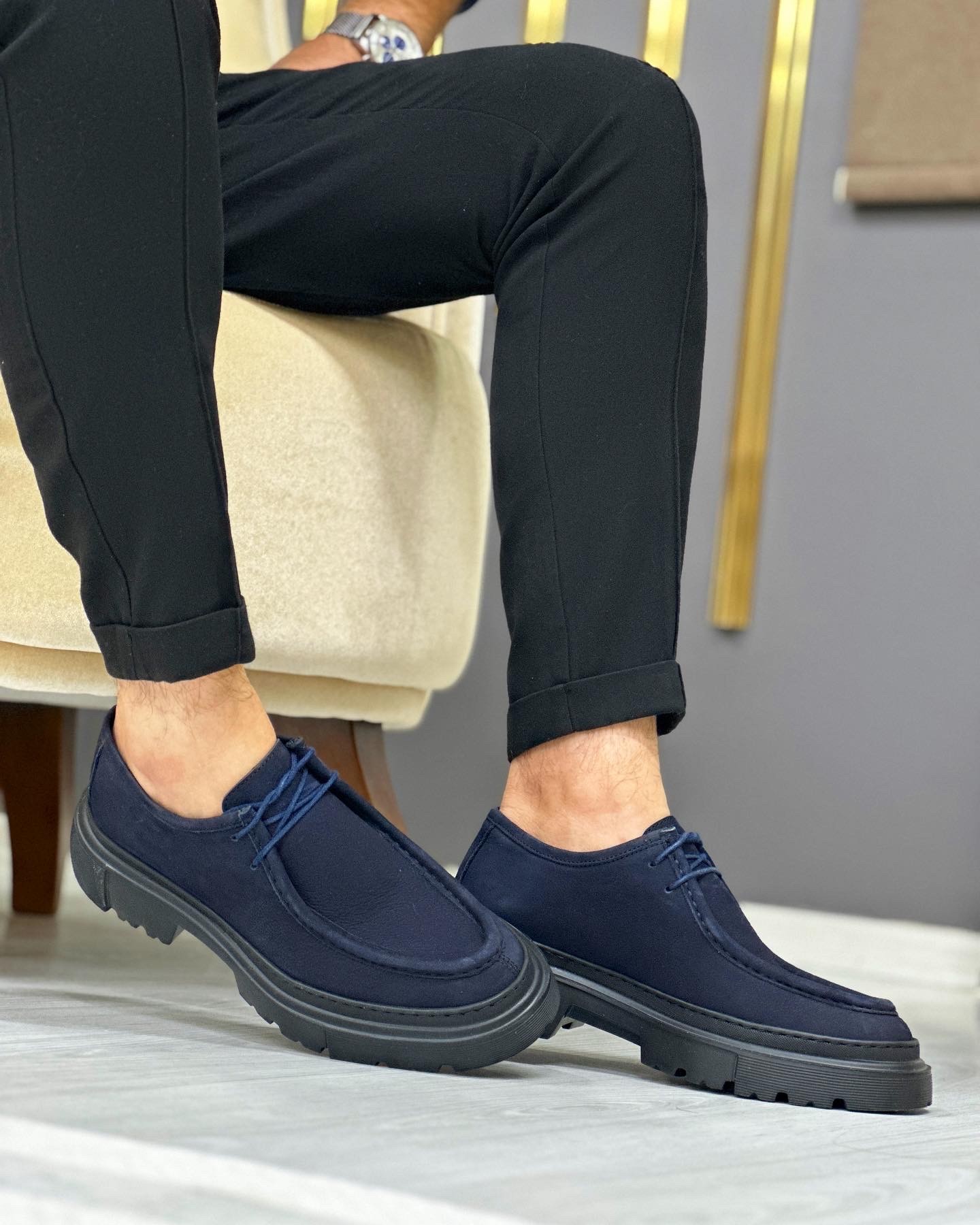 HAKİKİ DERİ EVA TABAN GÜNLÜK ERKEK CASUAL AYAKKABI - Lacivert